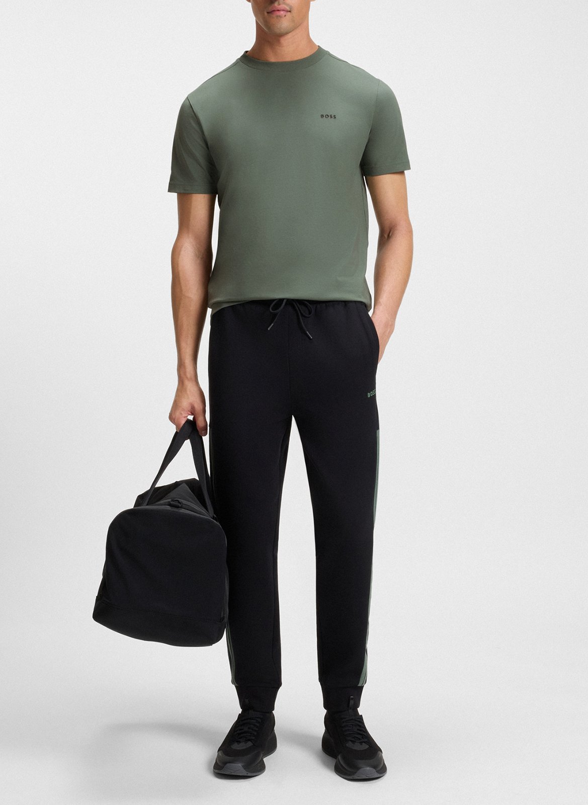 Basic cotton-mix T-shirt BOSS Khaki