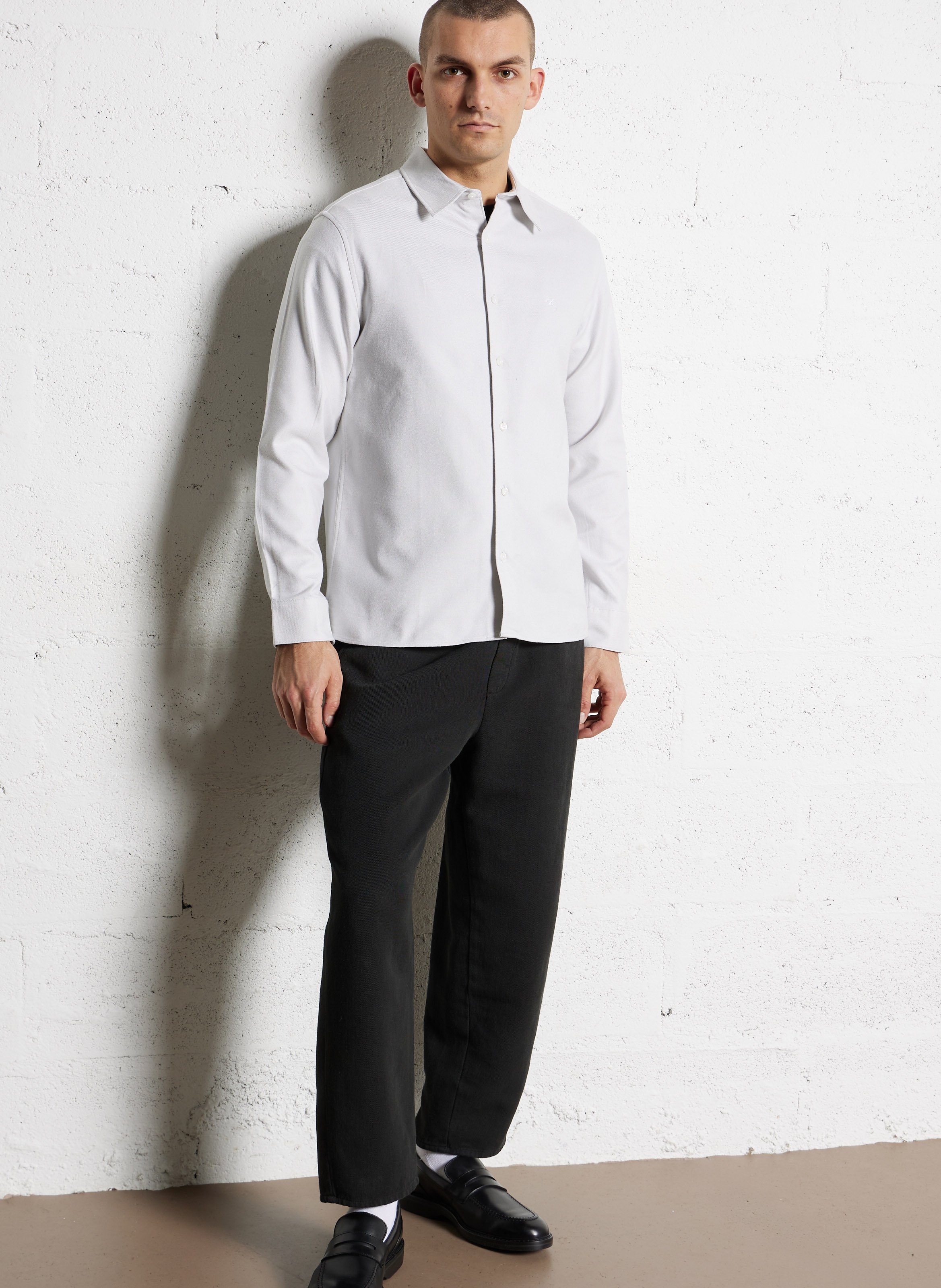 Chemise droite unie en coton CALVIN KLEIN Gris