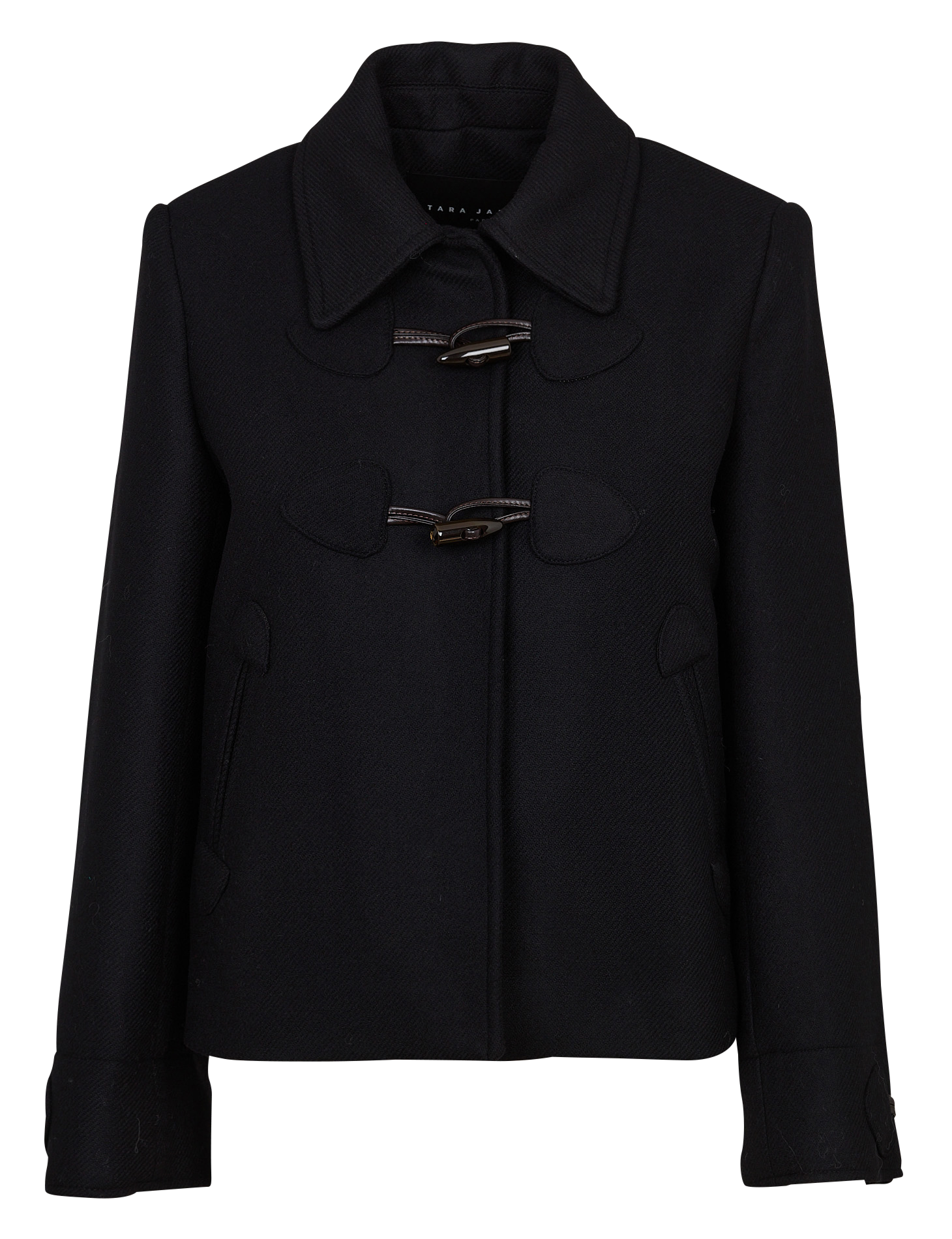 Short solid color wool blend coat TARA JARMON Black