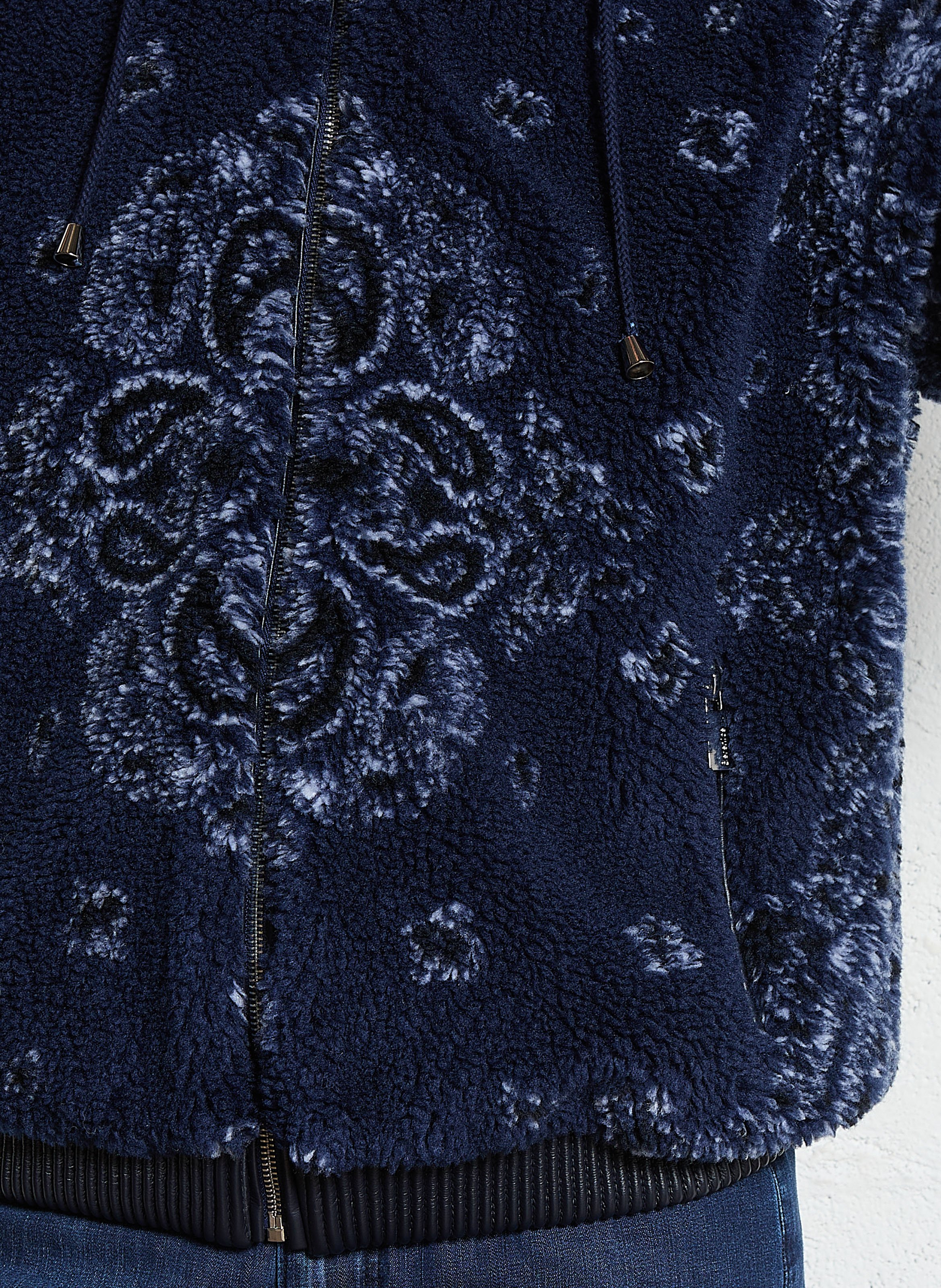 Veste à capuche en fausse fourrure imprimée BERENICE Bleu