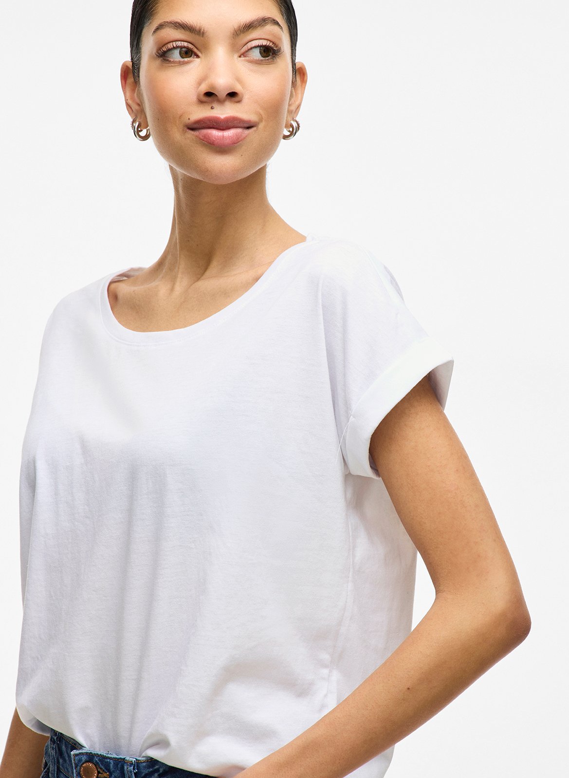 Basic cotton-mix T-shirt VILA White