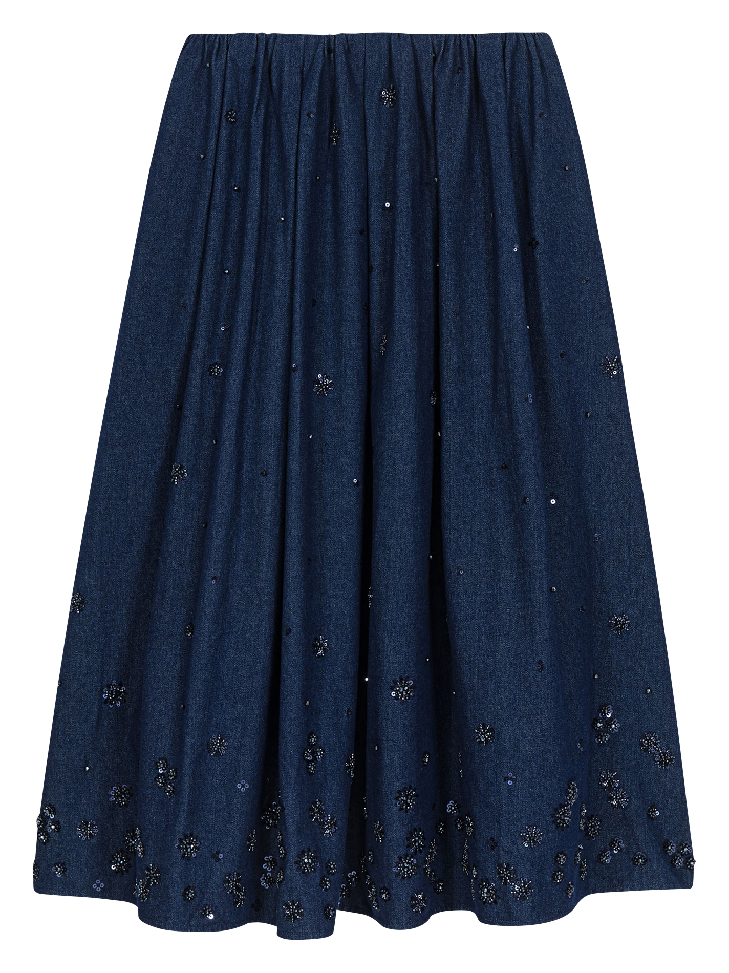 Jupe midi ample en coton MAJE Bleu