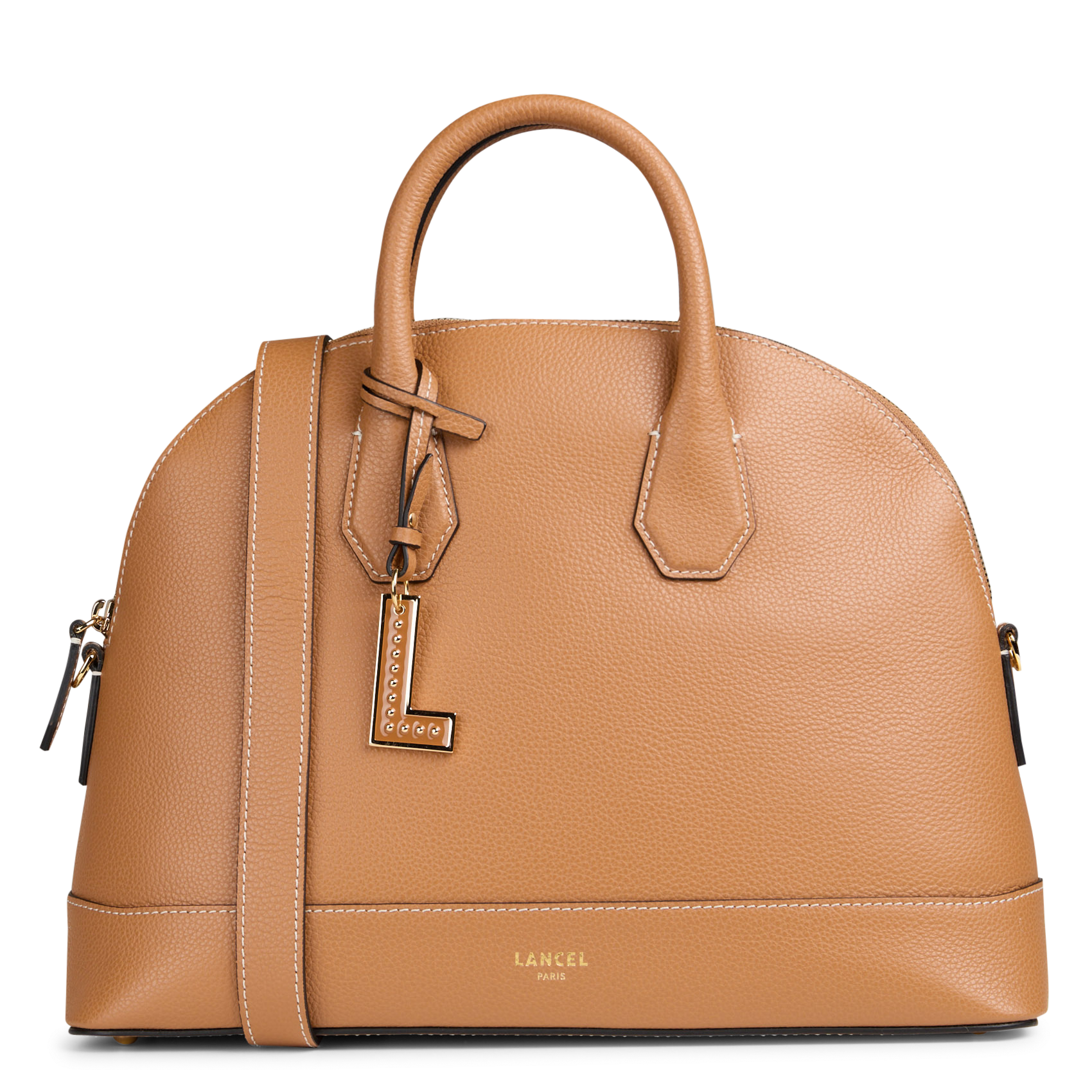 Plain shoulder bag in grained leather LANCEL