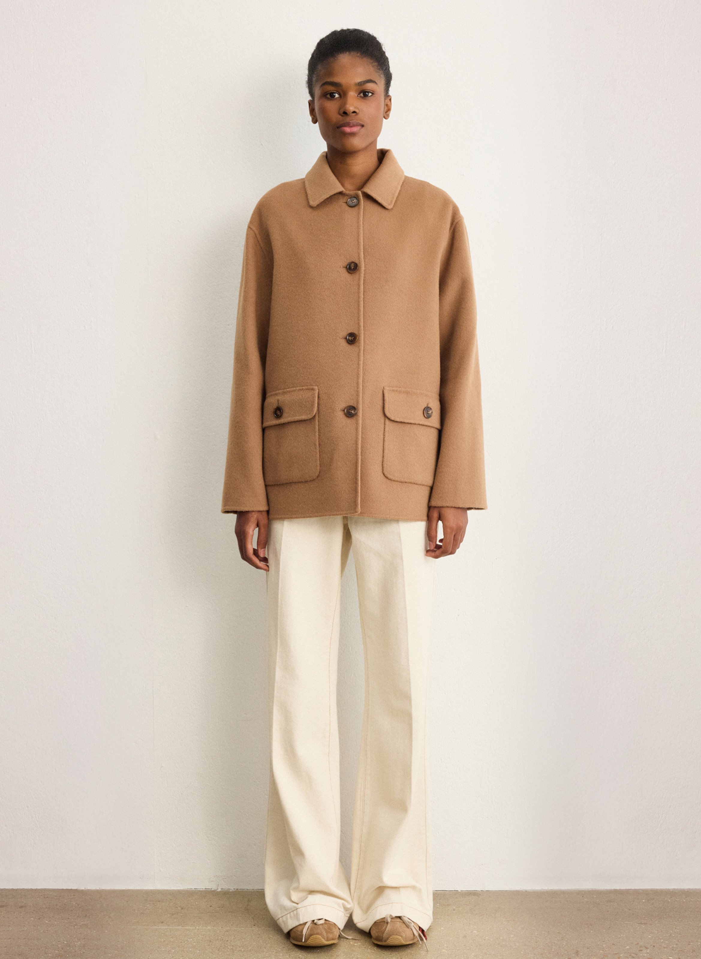 Manteau en laine col classique PABLO Brown