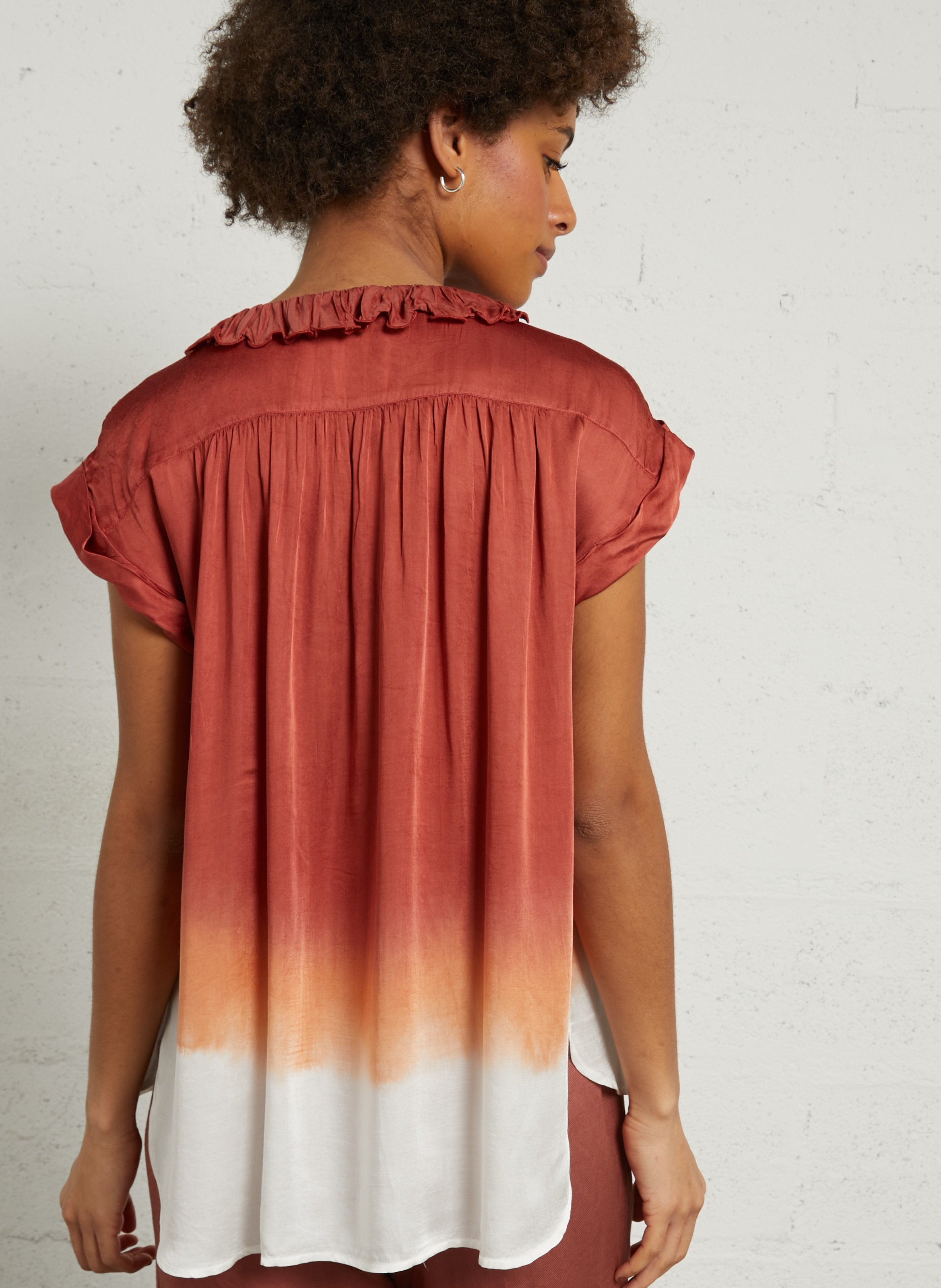 Ruimvallende blouse met ronde hals BELLA JONES Oranje