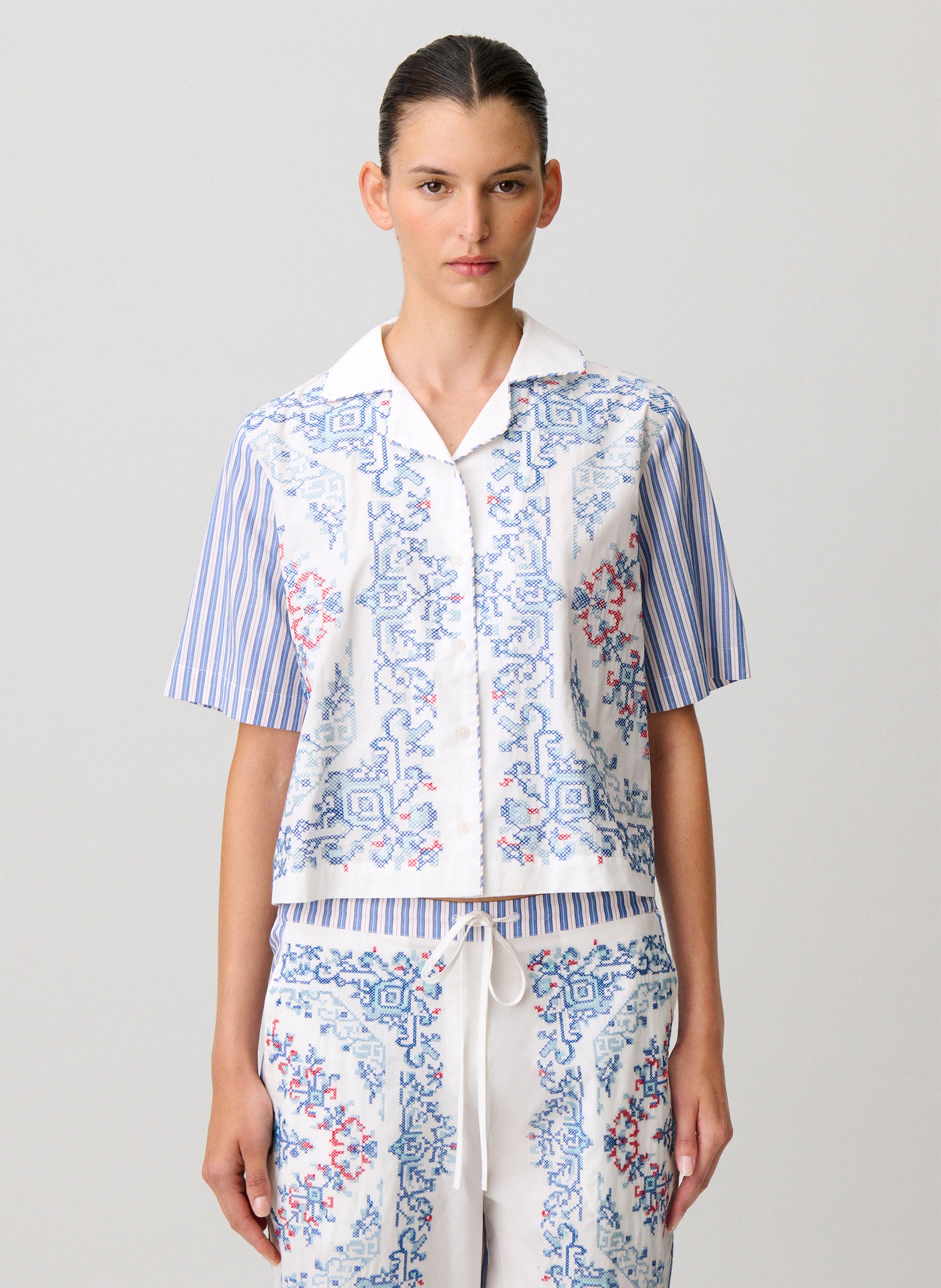 Chemise courte boutonnée imprimée CLAUDIE PIERLOT Multicolore
