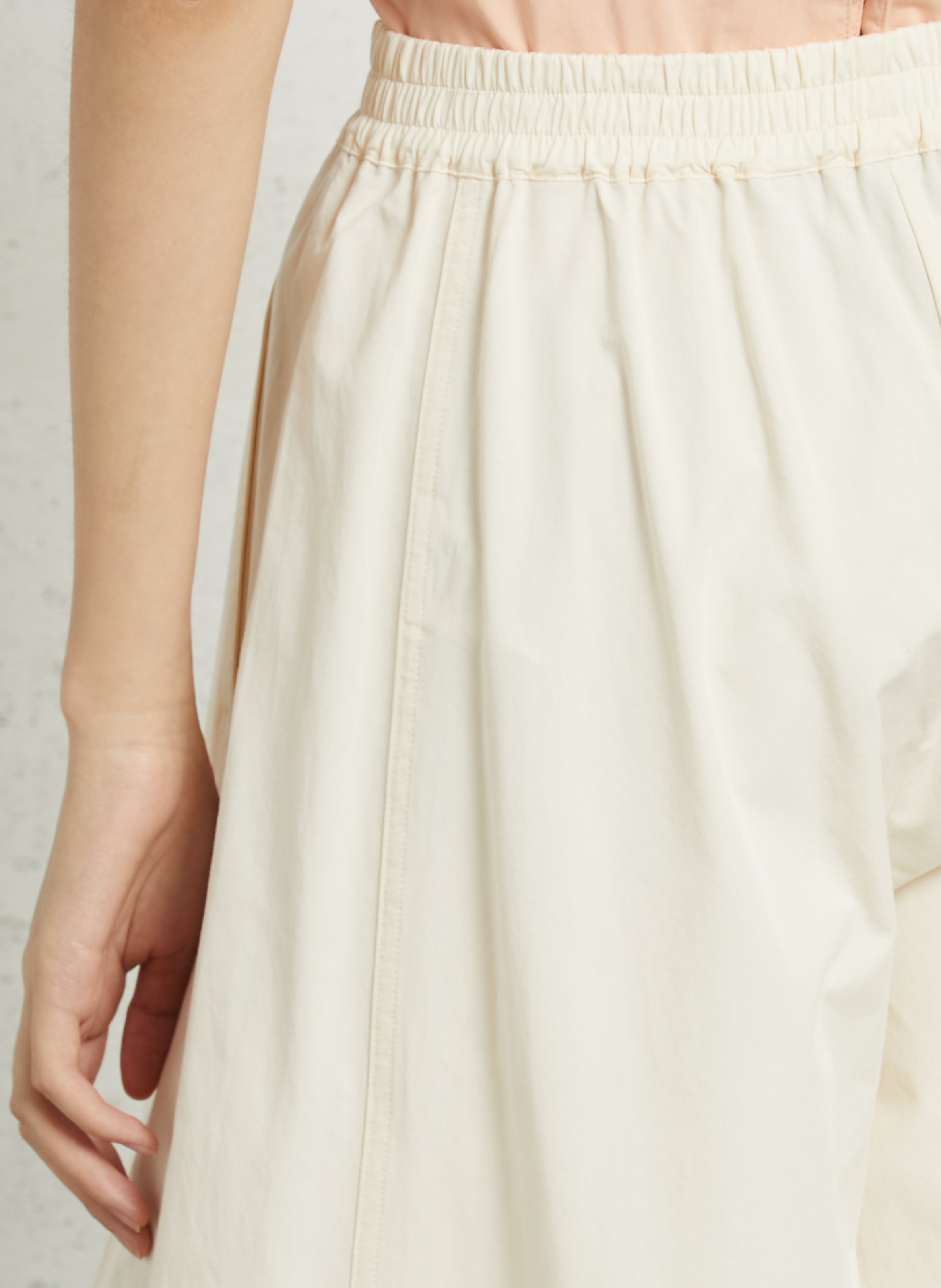 Pantacourt large taille haute en coton mélangé RUE DE TOKYO Beige