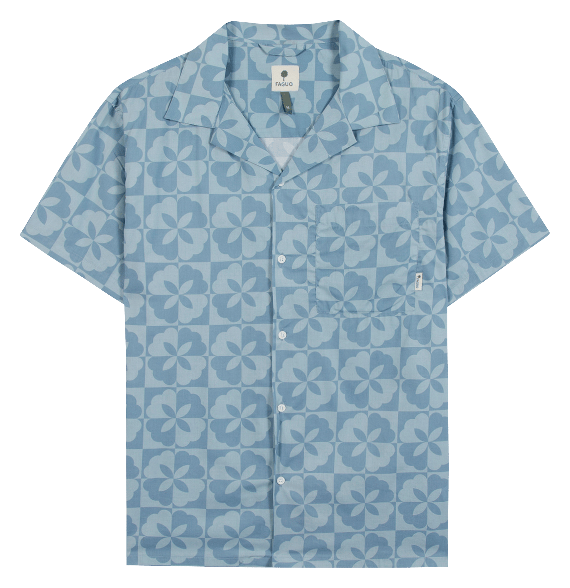 Rechte blouse met knoopsluiting en patroon FAGUO Blauw