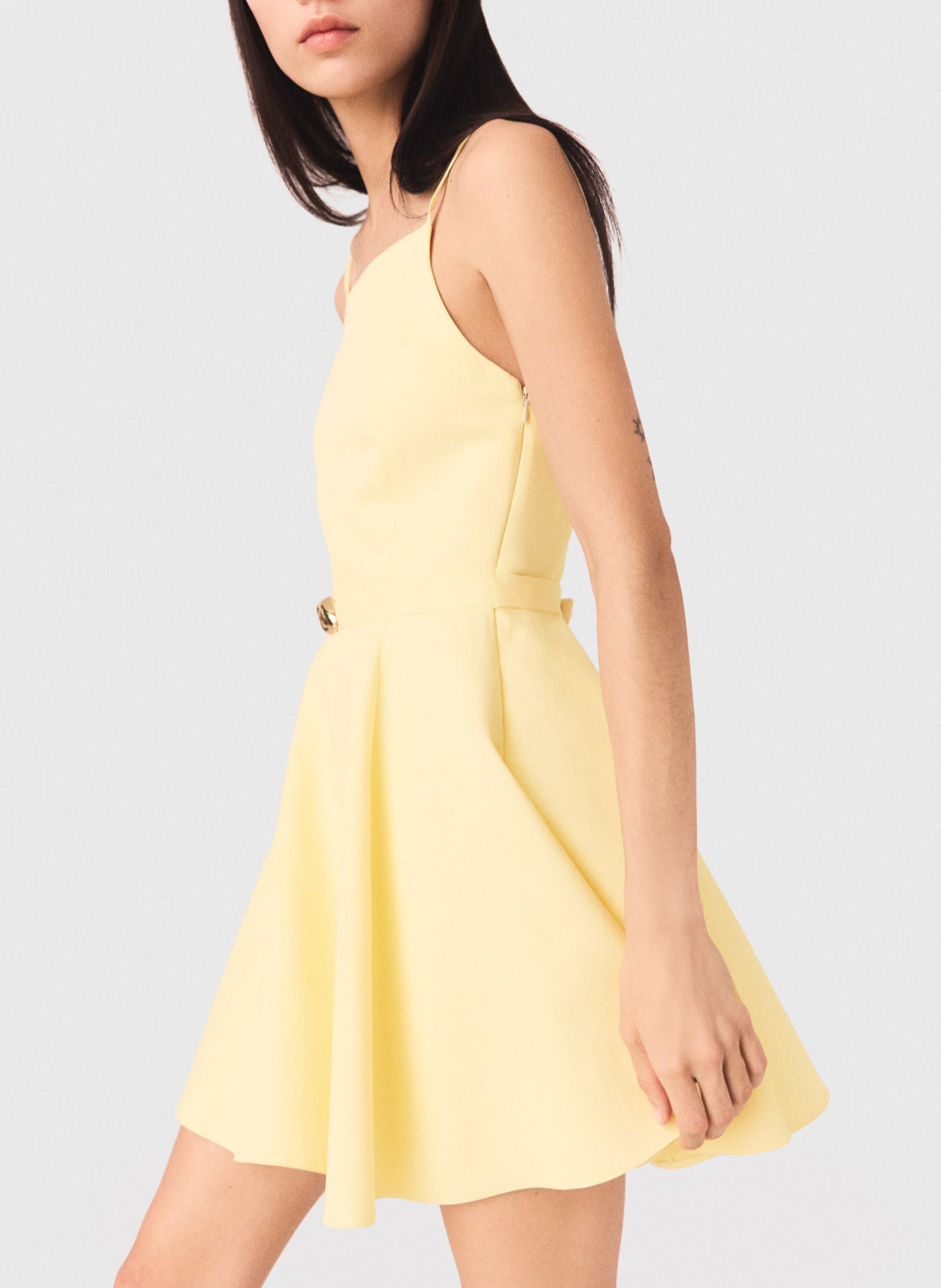 Korte, gerende jurk MAJE Geel