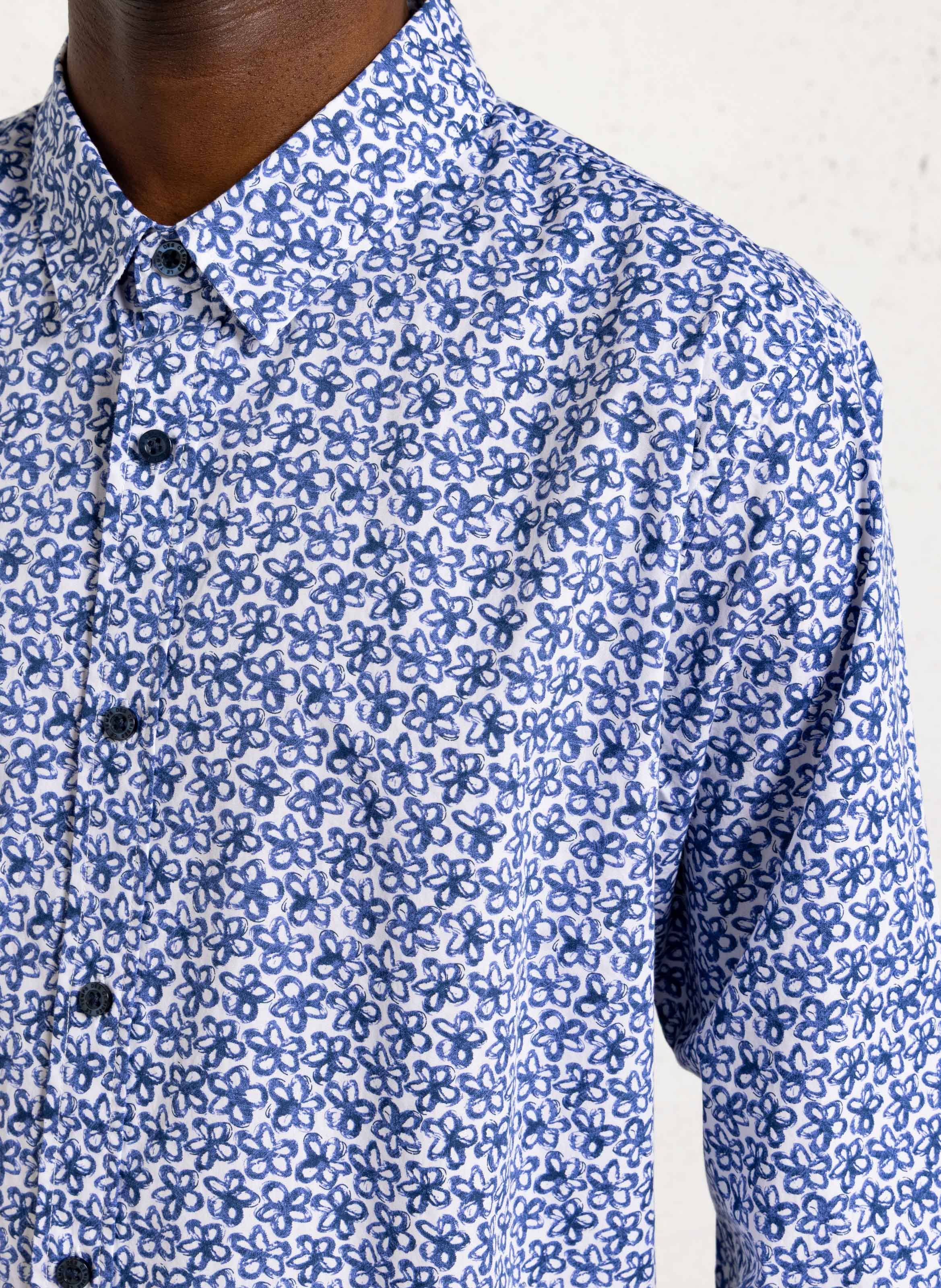 Chemise droite boutonnée à motifs LE TEMPS DES CERISES Bleu