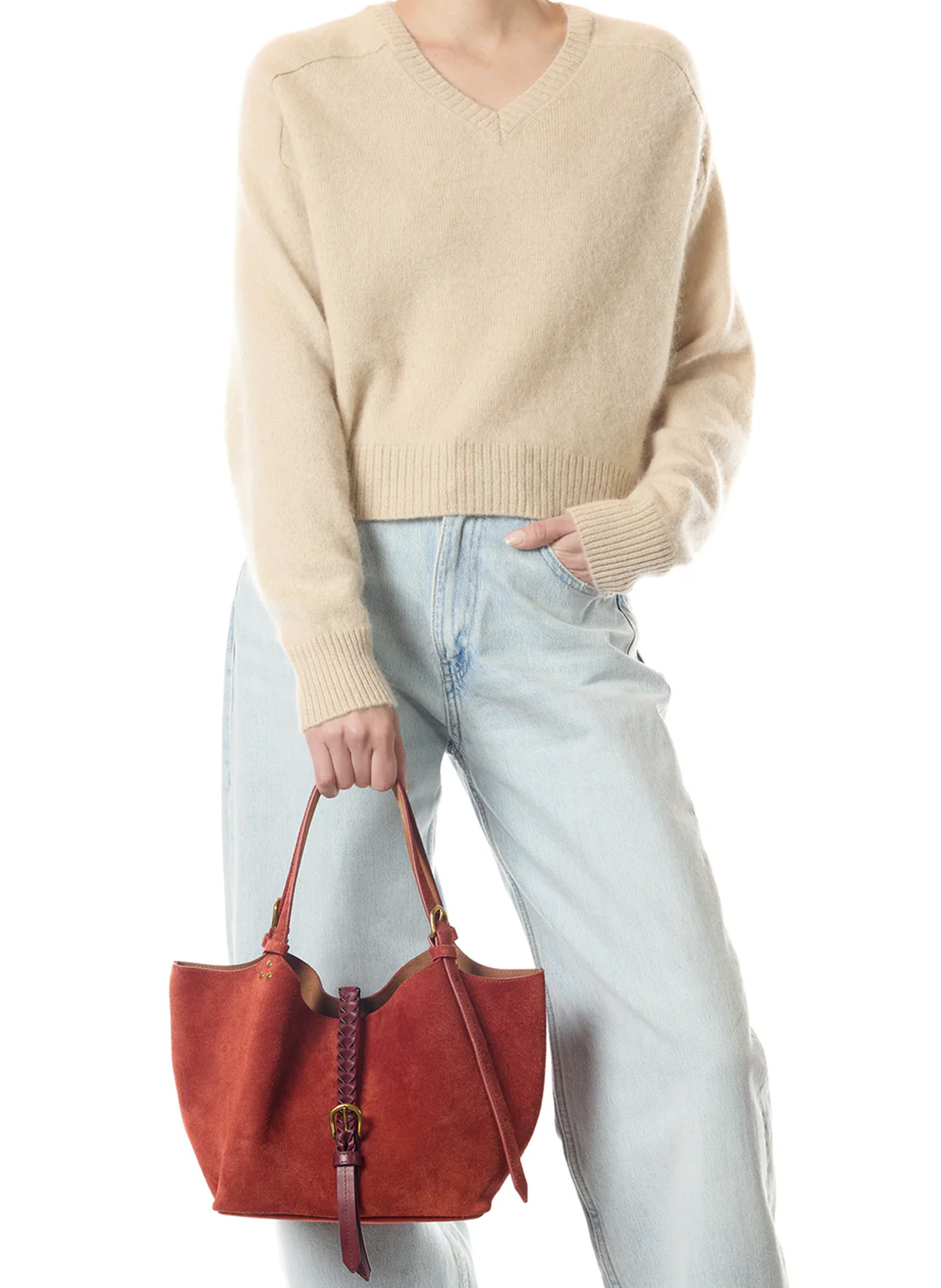 Soft suede tote bag | Red JEROME DREYFUSS Women