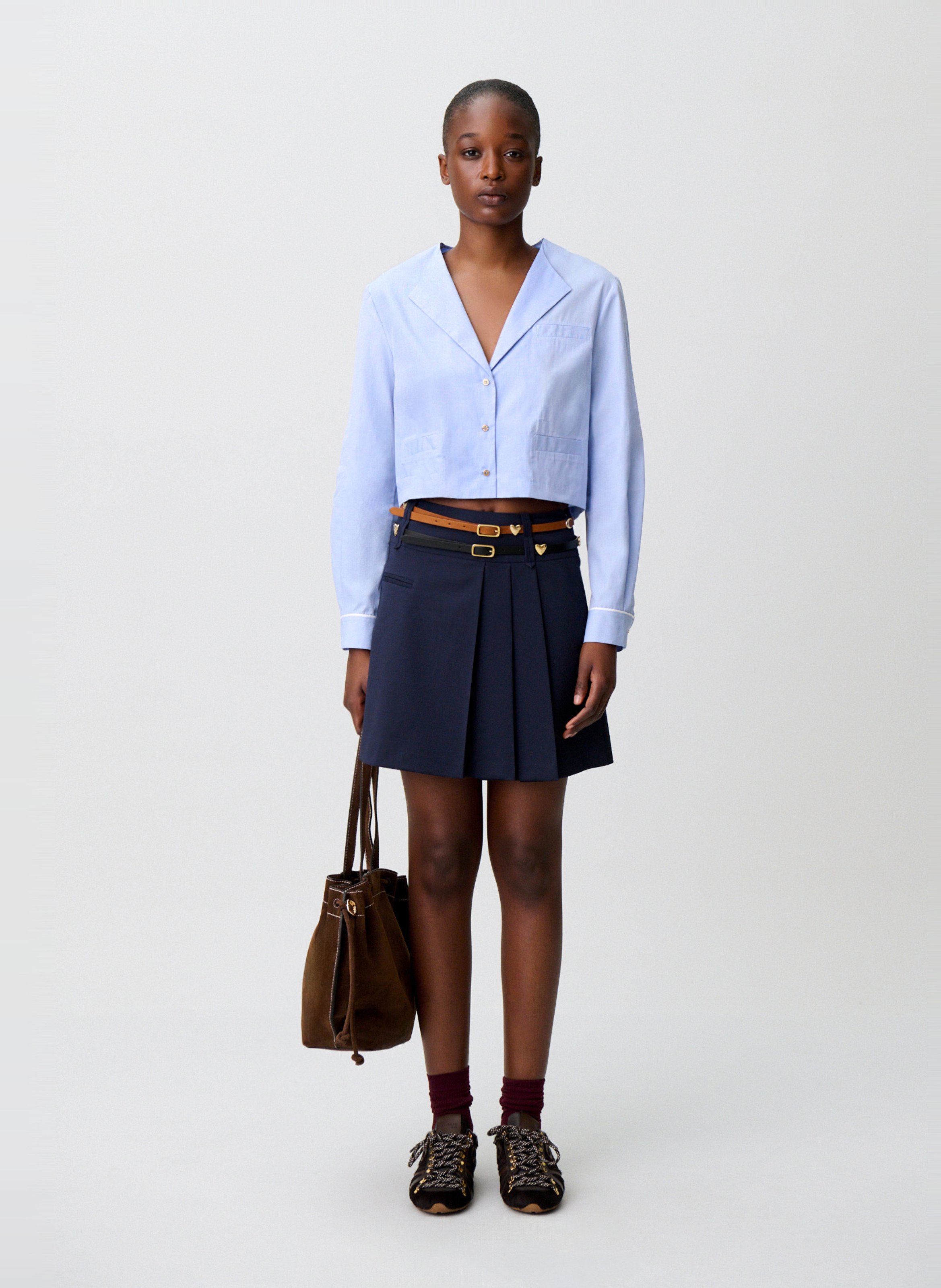Katoenen blouse met V-hals CLAUDIE PIERLOT Blauw
