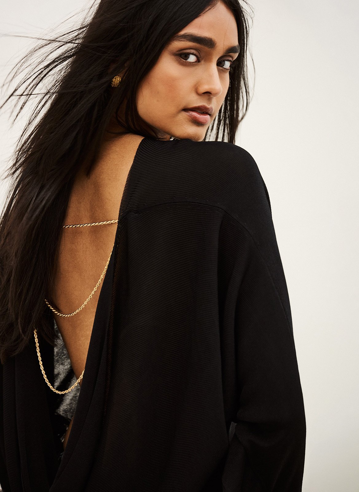 Pull dos nu en maille fine BA&SH Noir