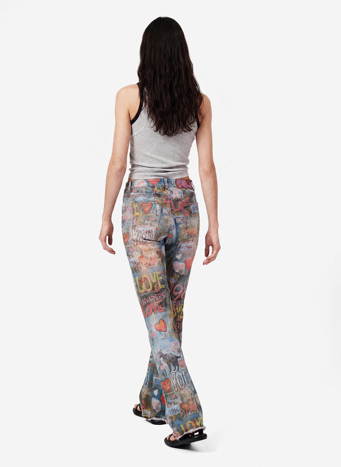 Printed flare jeans DESIGUAL Blue