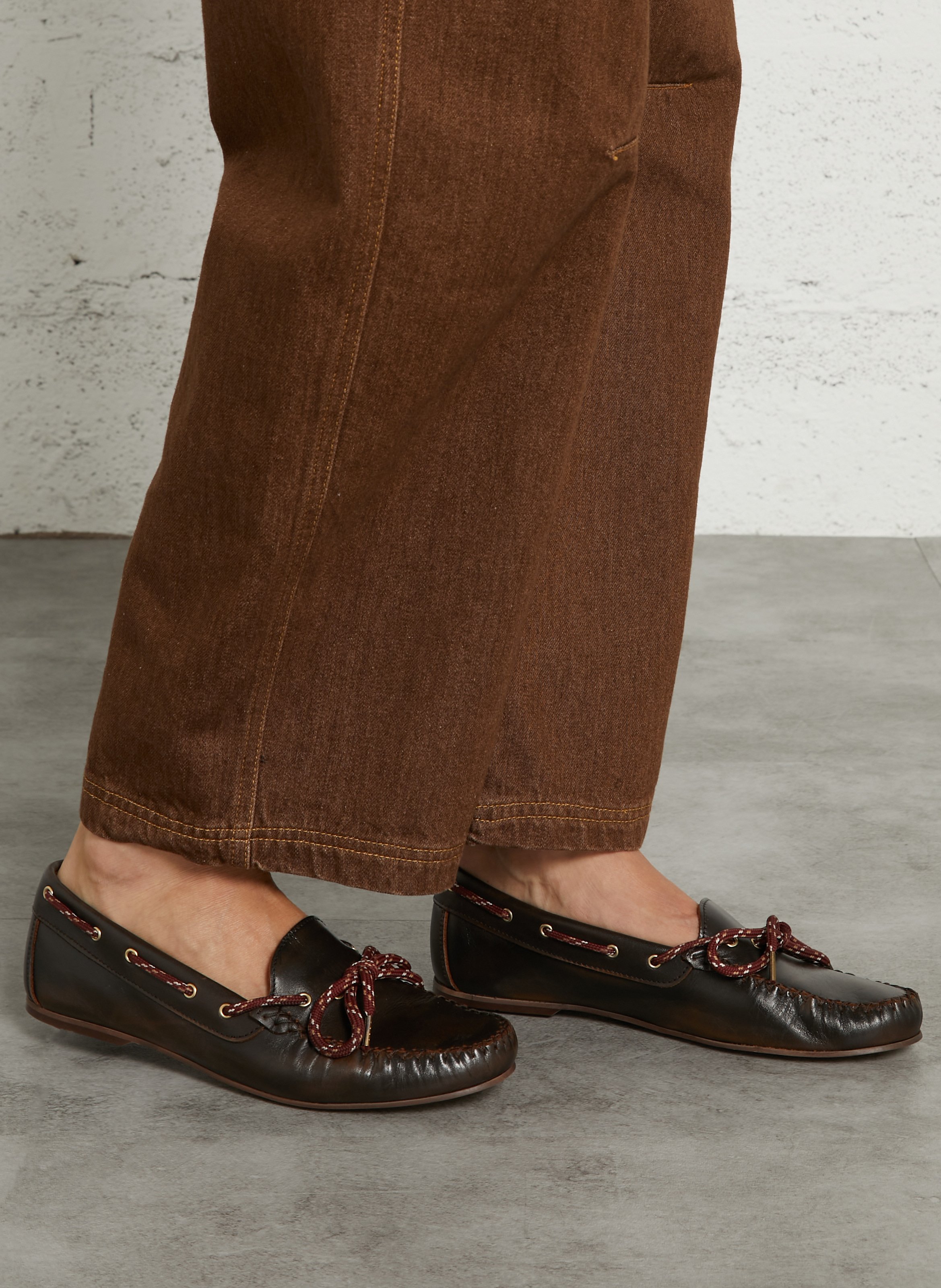 Platte, leren loafers MAISON 123 Bruin