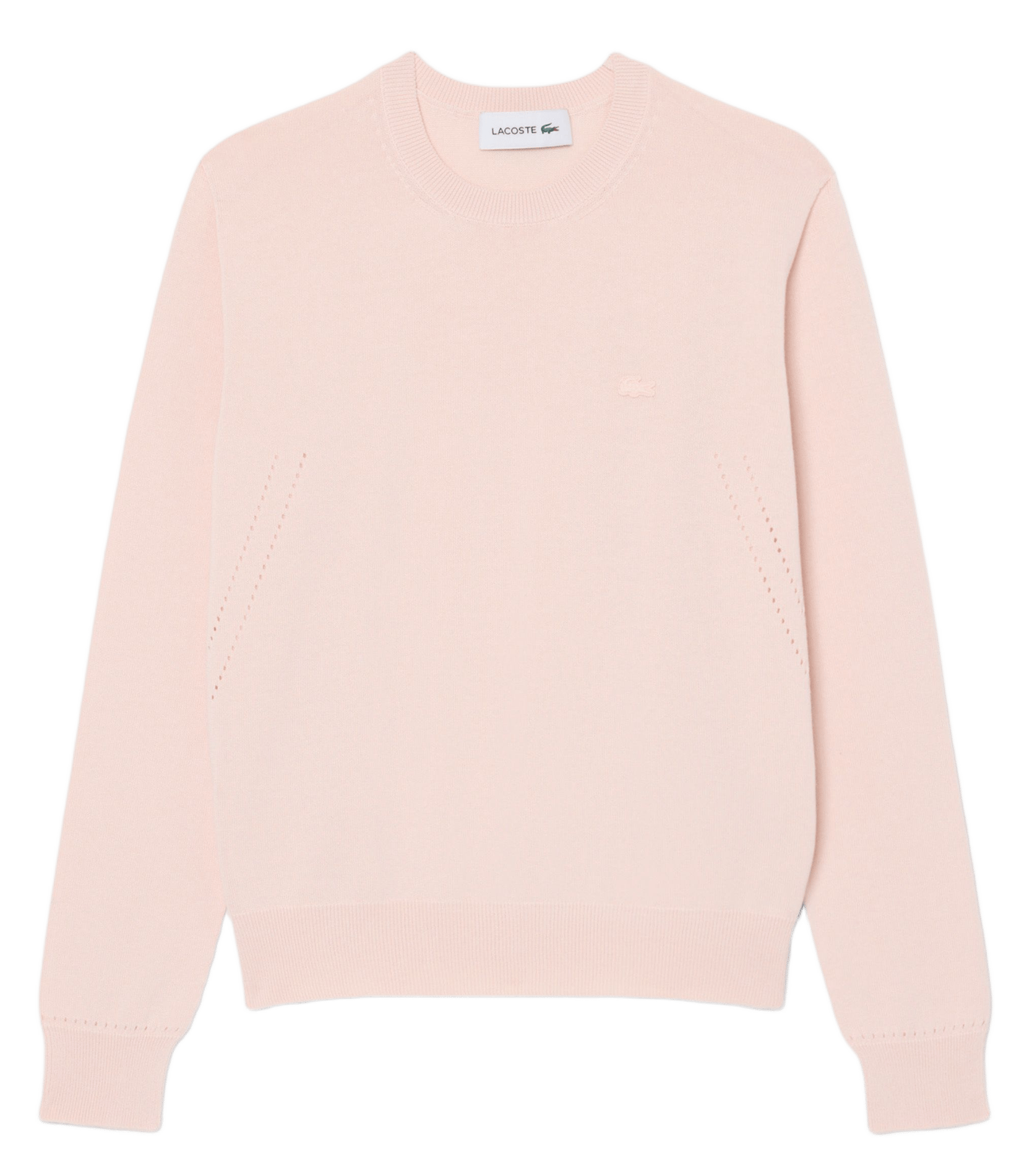 Pull droit col rond en coton LACOSTE Rose