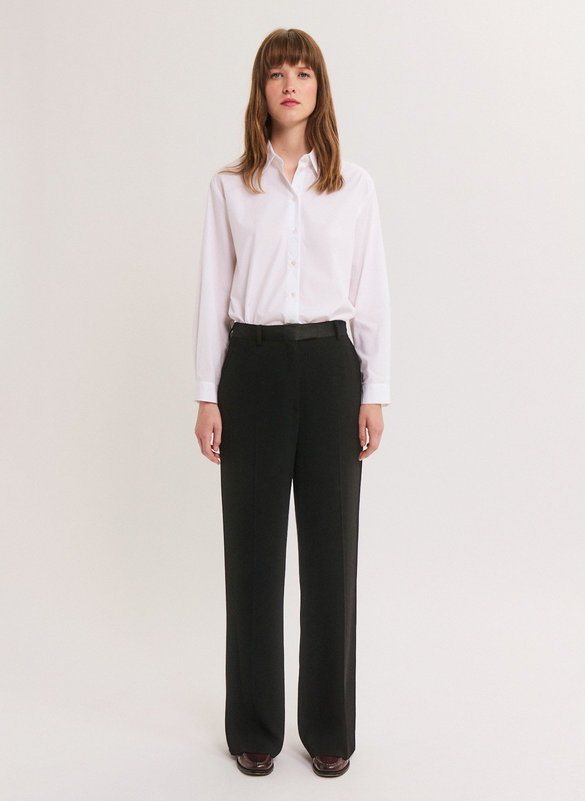 Plain high-waisted straight-cut pants PABLO Black