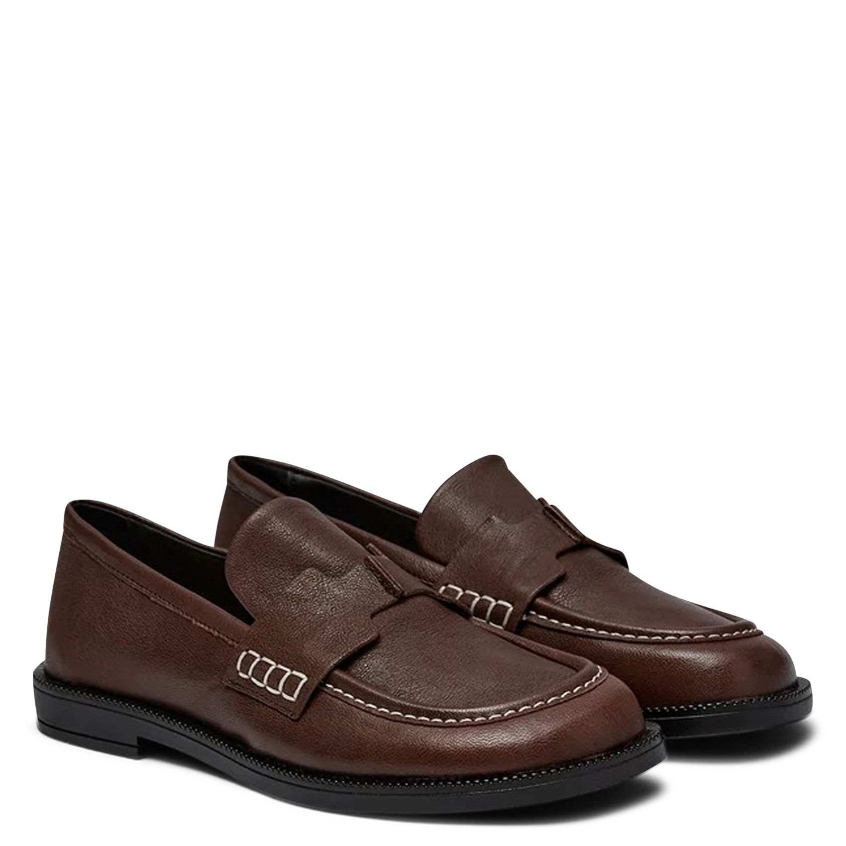 Mocassins unis en cuir PAVEMENT Marron