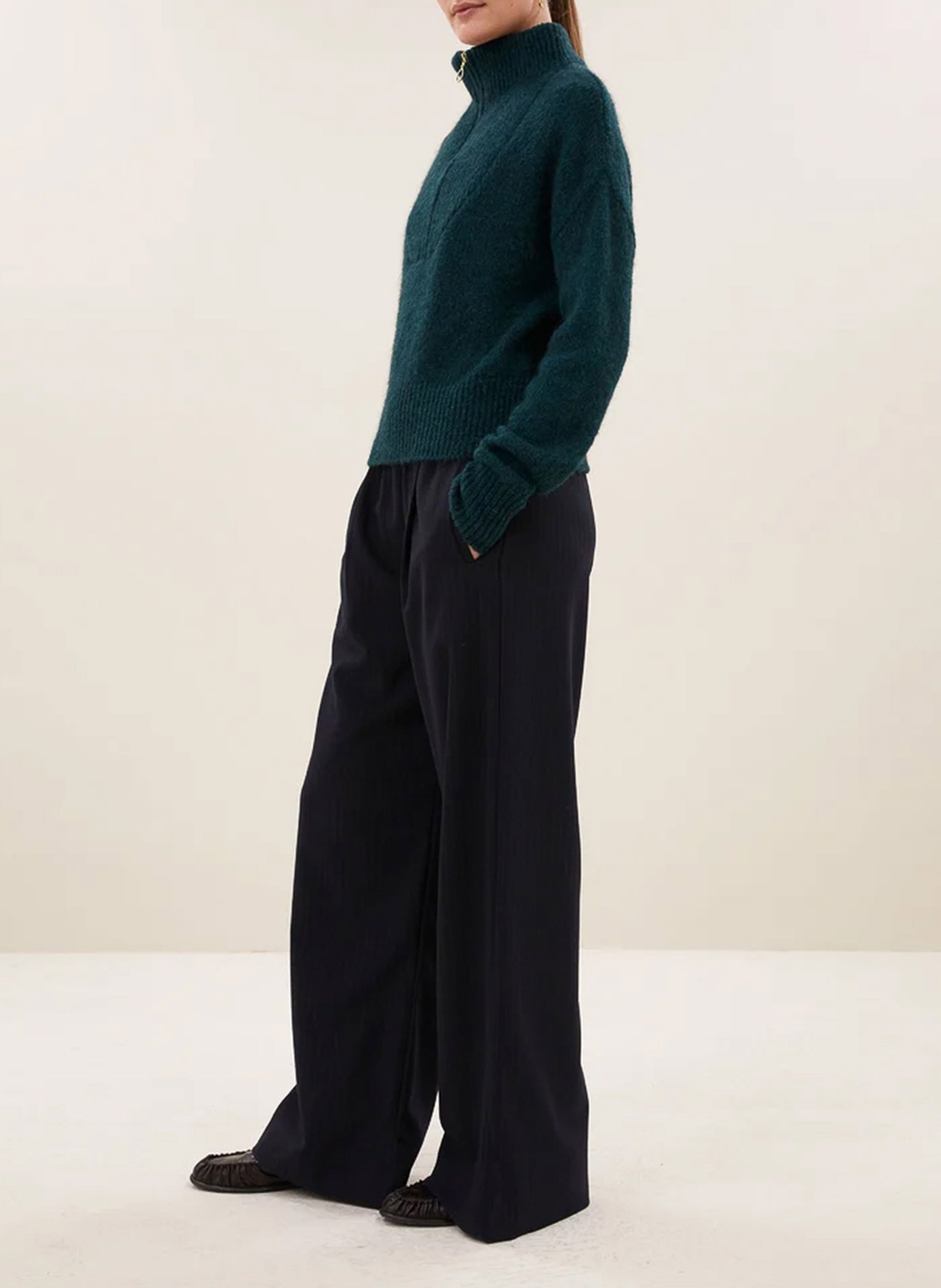 Oversized trui met truckerkraag | Groen BY BAR Dames