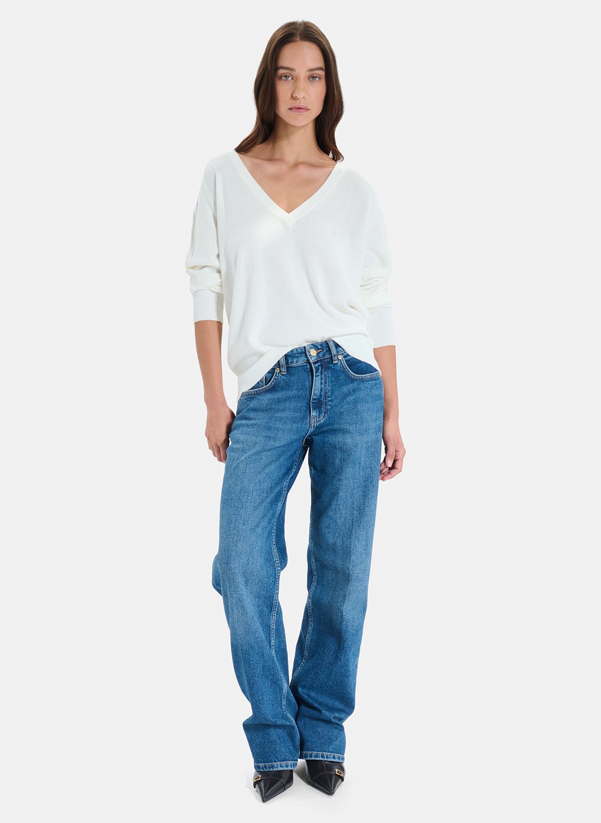 Straight V-neck sweater ZAPA Beige