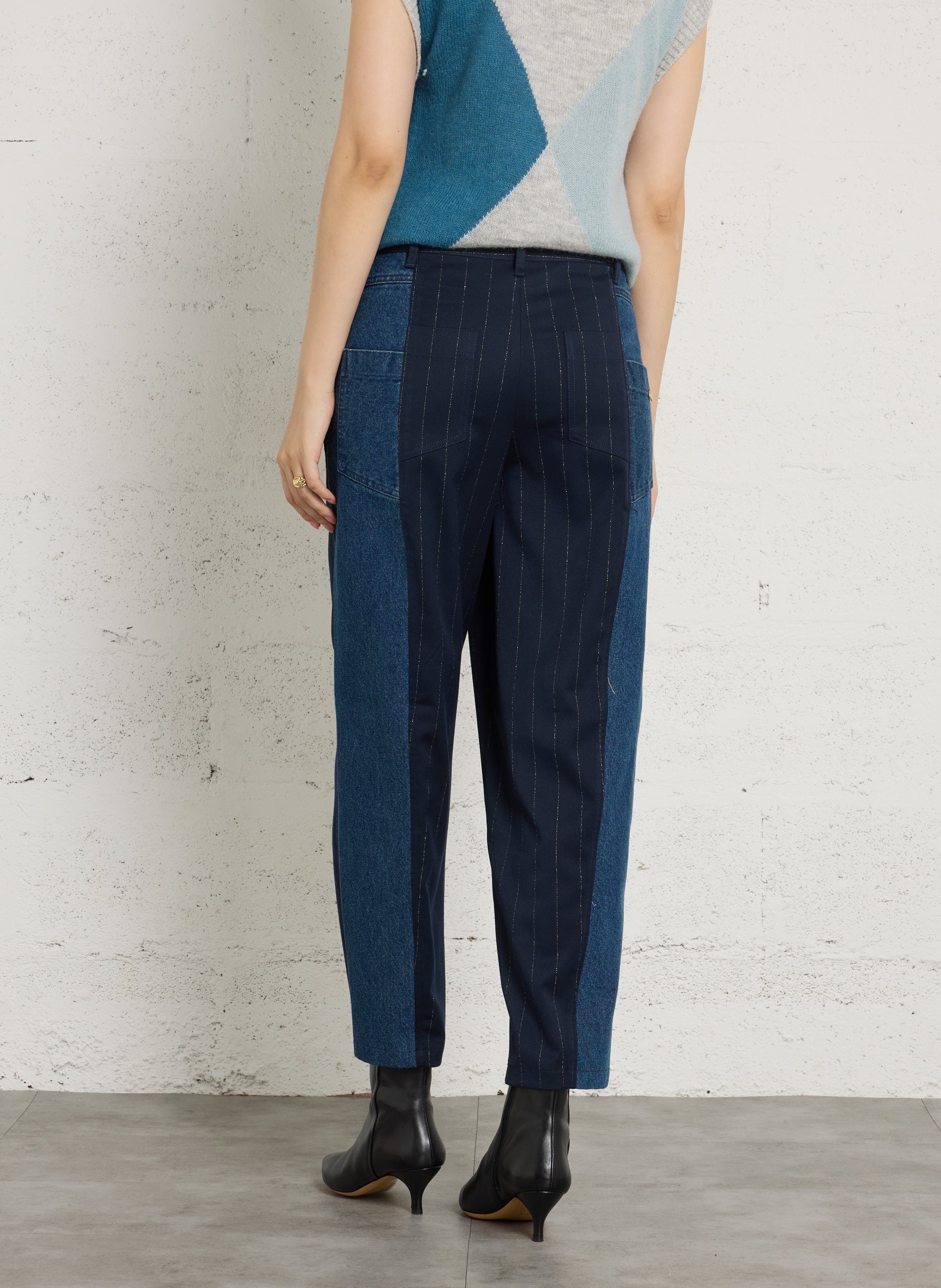 Gerade geschnittene 7/8-Hose aus Materialmix LIU JO Blau
