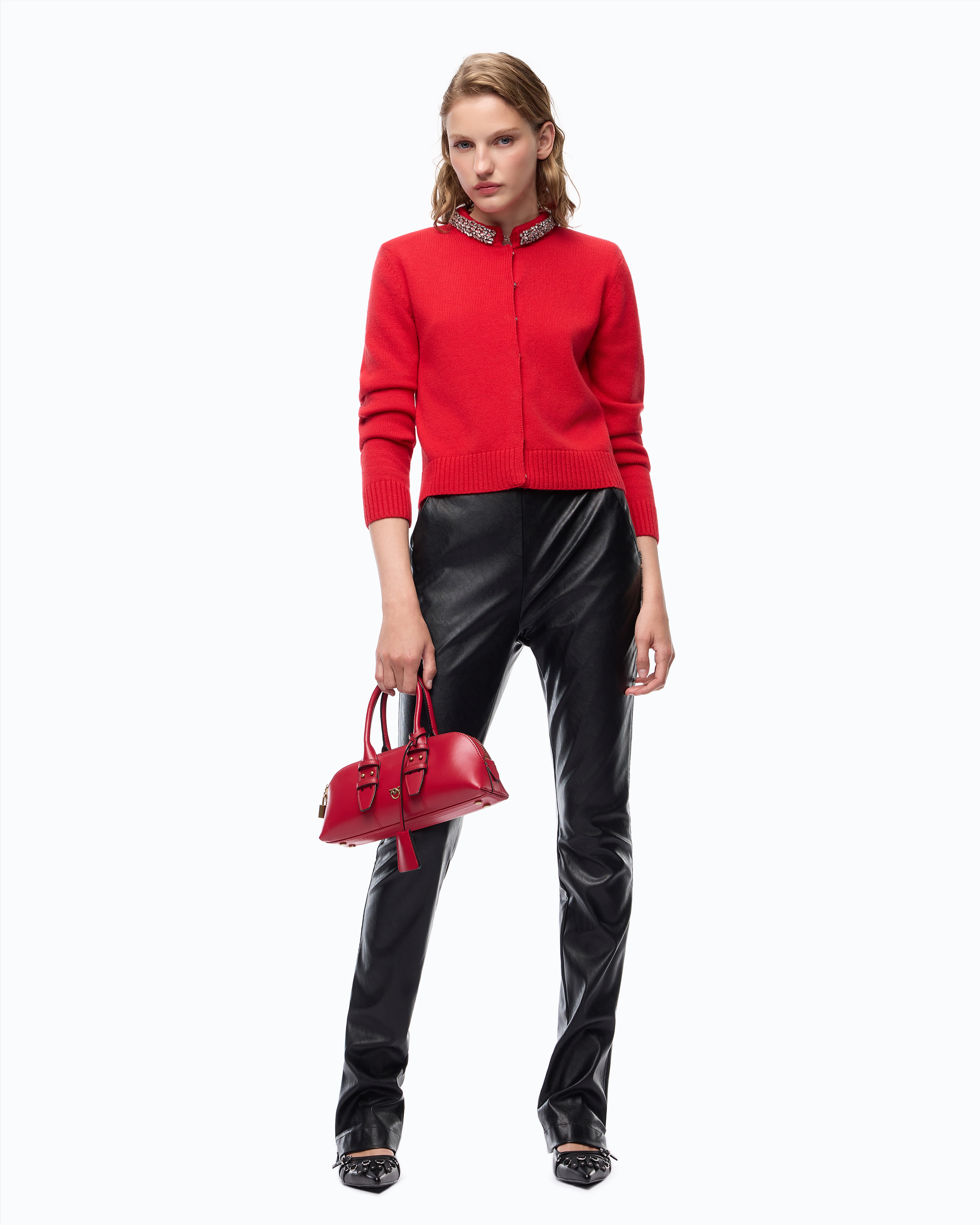 Jewelled Collar Cardigan PINKO Red