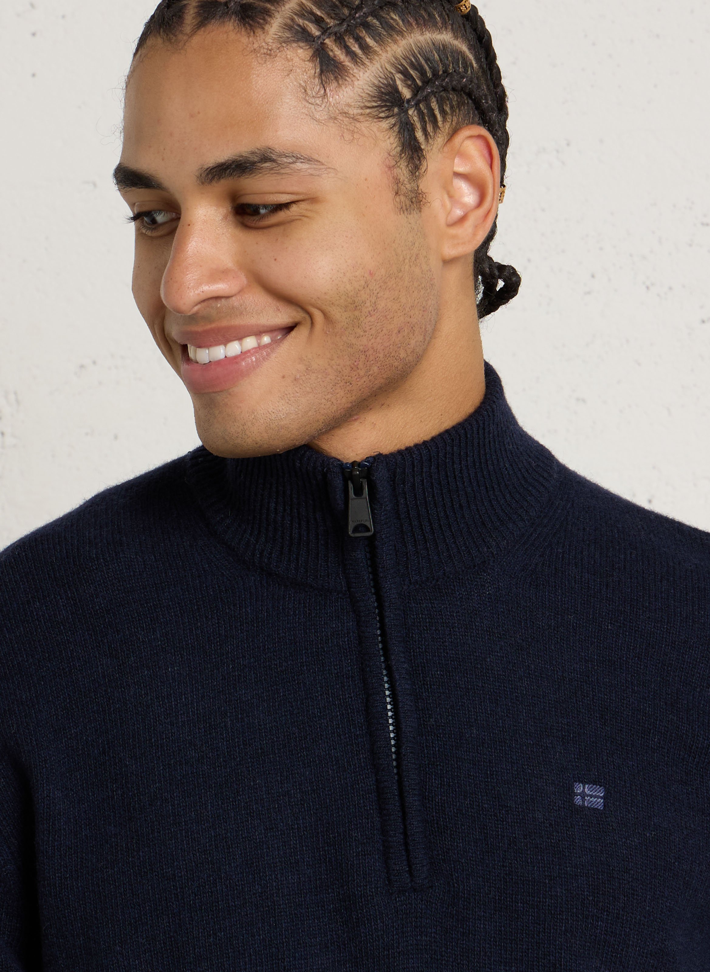 Pull droit en laine mélangée NAPAPIJRI Bleu