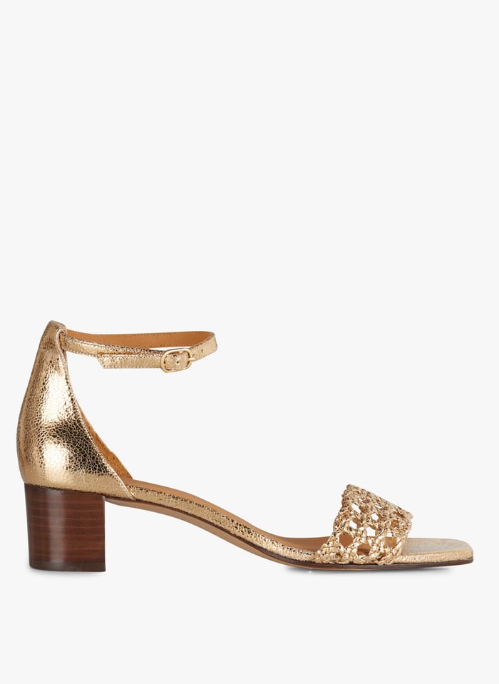 Golden Cracked leather sandals