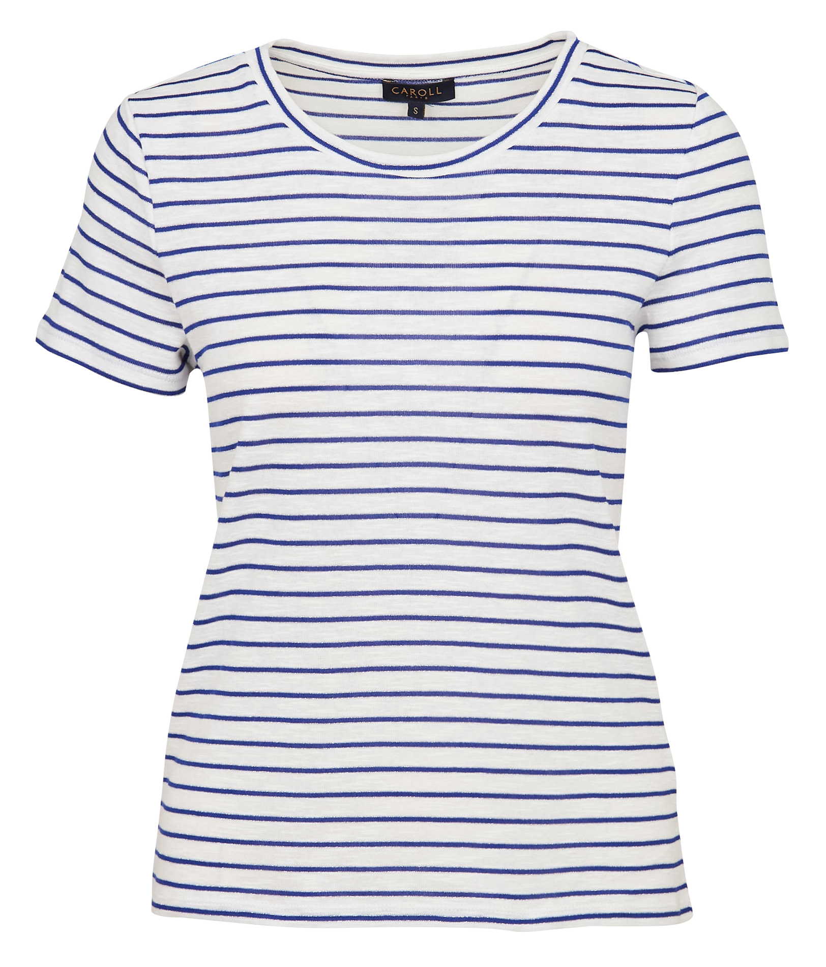 Tee-shirt col rond rayé en coton mélangé CAROLL Bleu