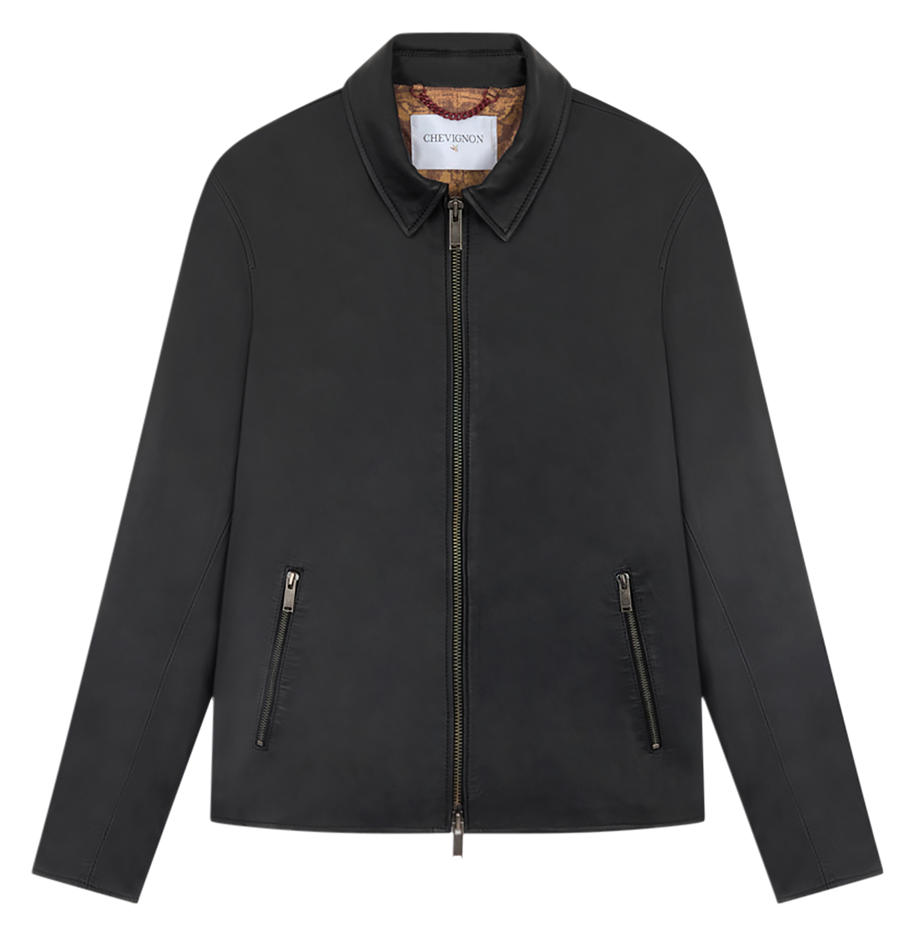 Blouson court en cuir d'agneau CHEVIGNON Noir