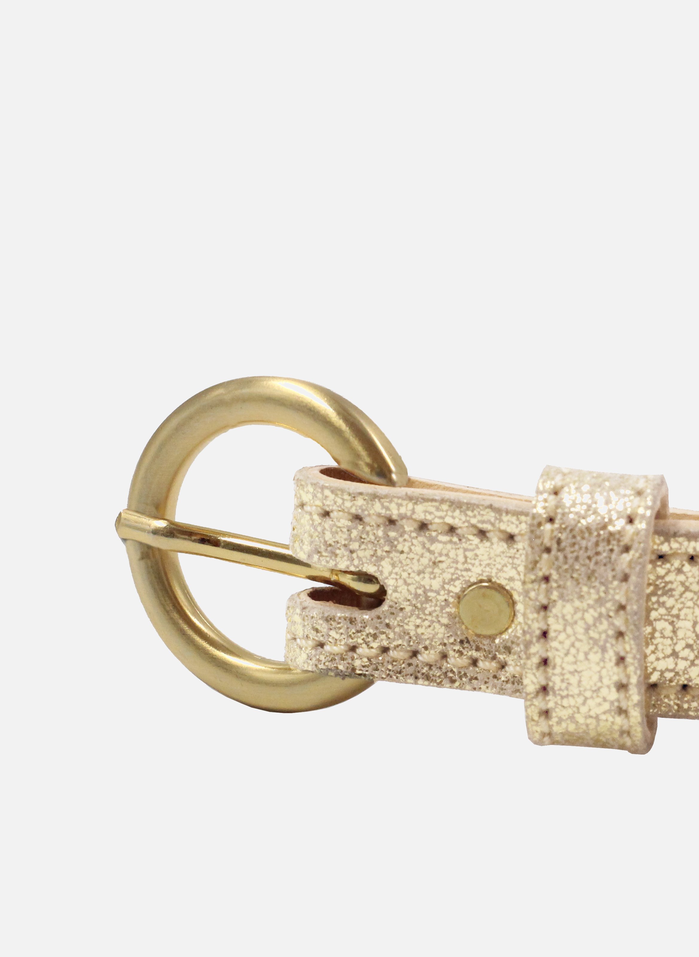 Gold metallic leather buckle belt JULES & JENN Golden