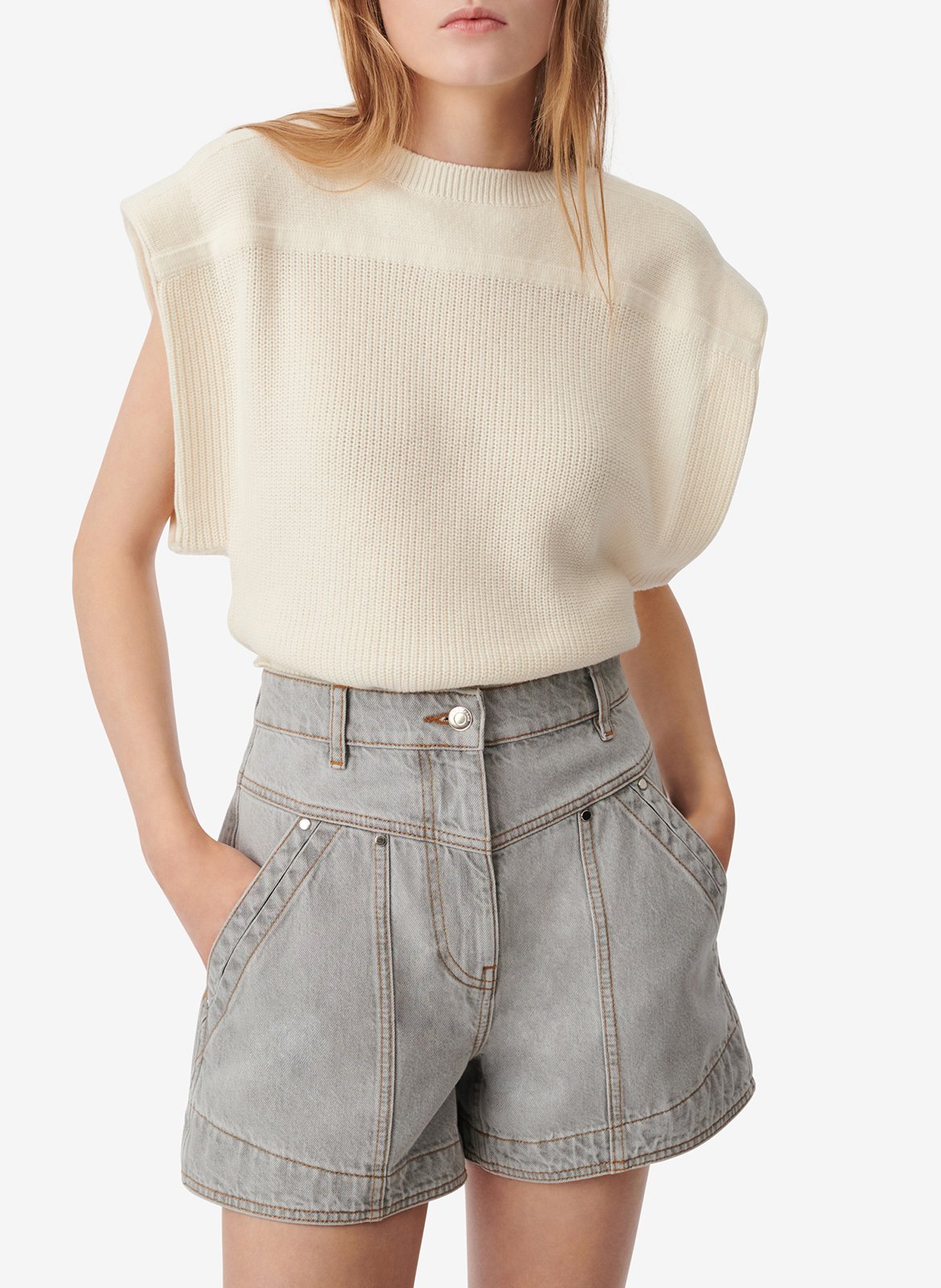 Sleeveless cotton and cashmere sweater IRO Beige