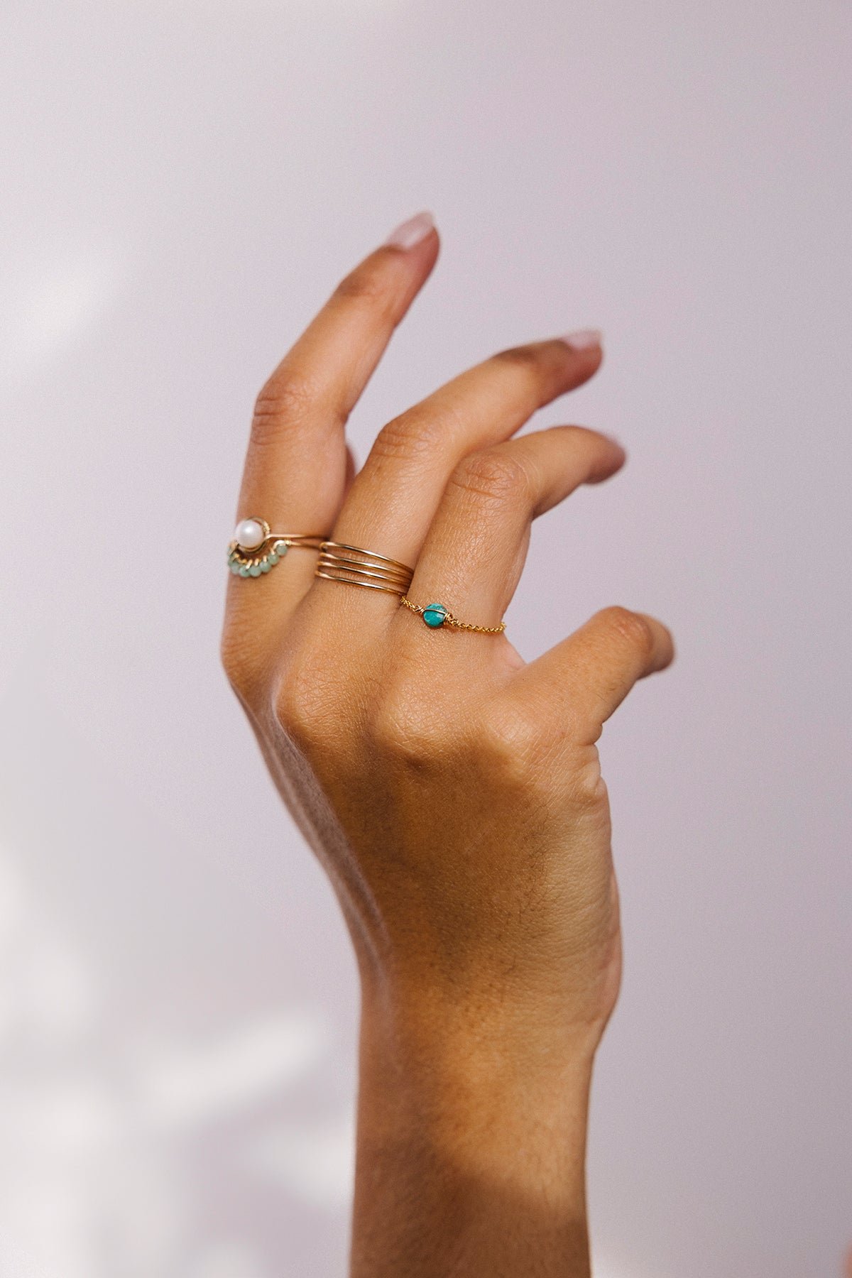 Multi-row ring YAY Golden