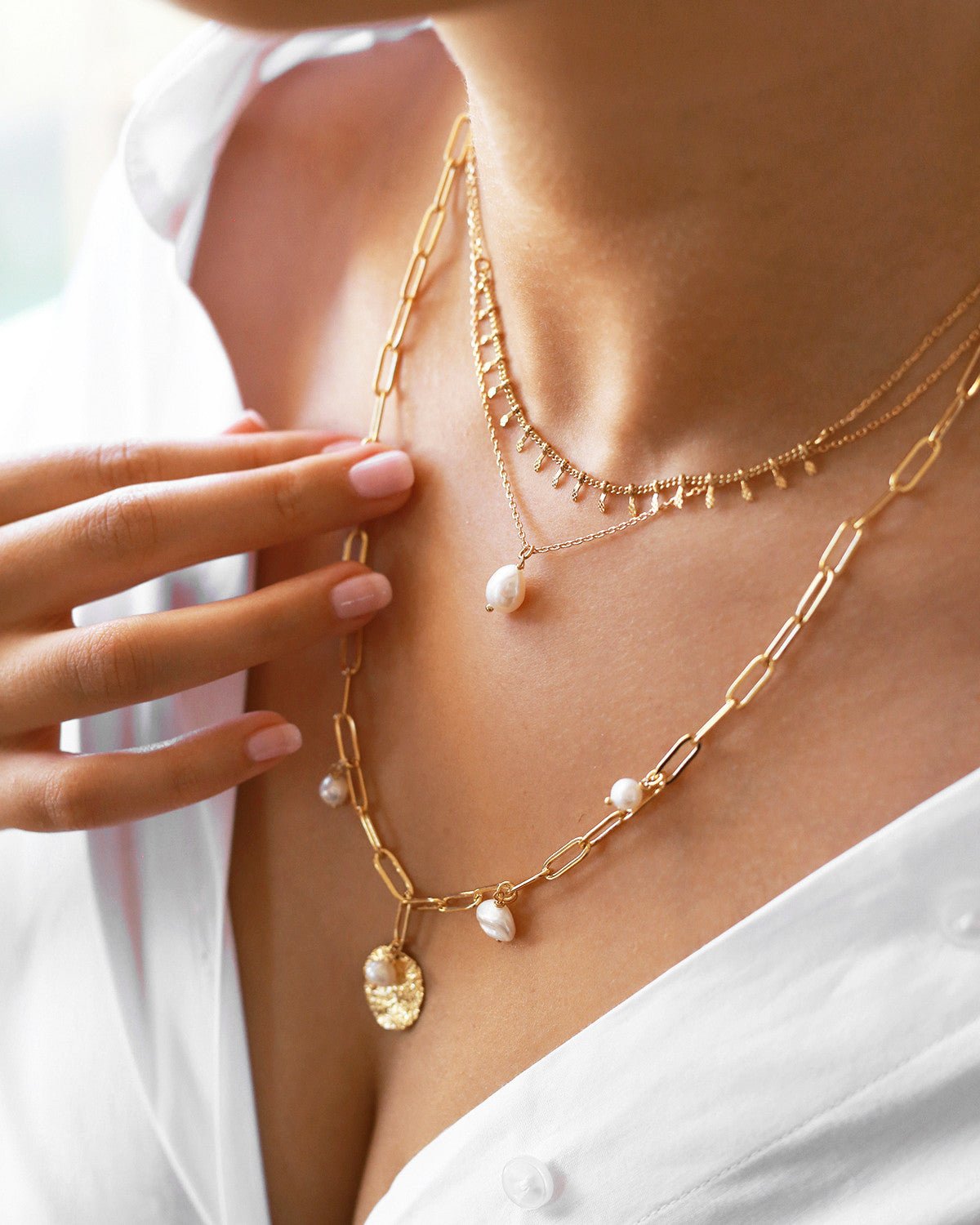 Silver necklace Golden