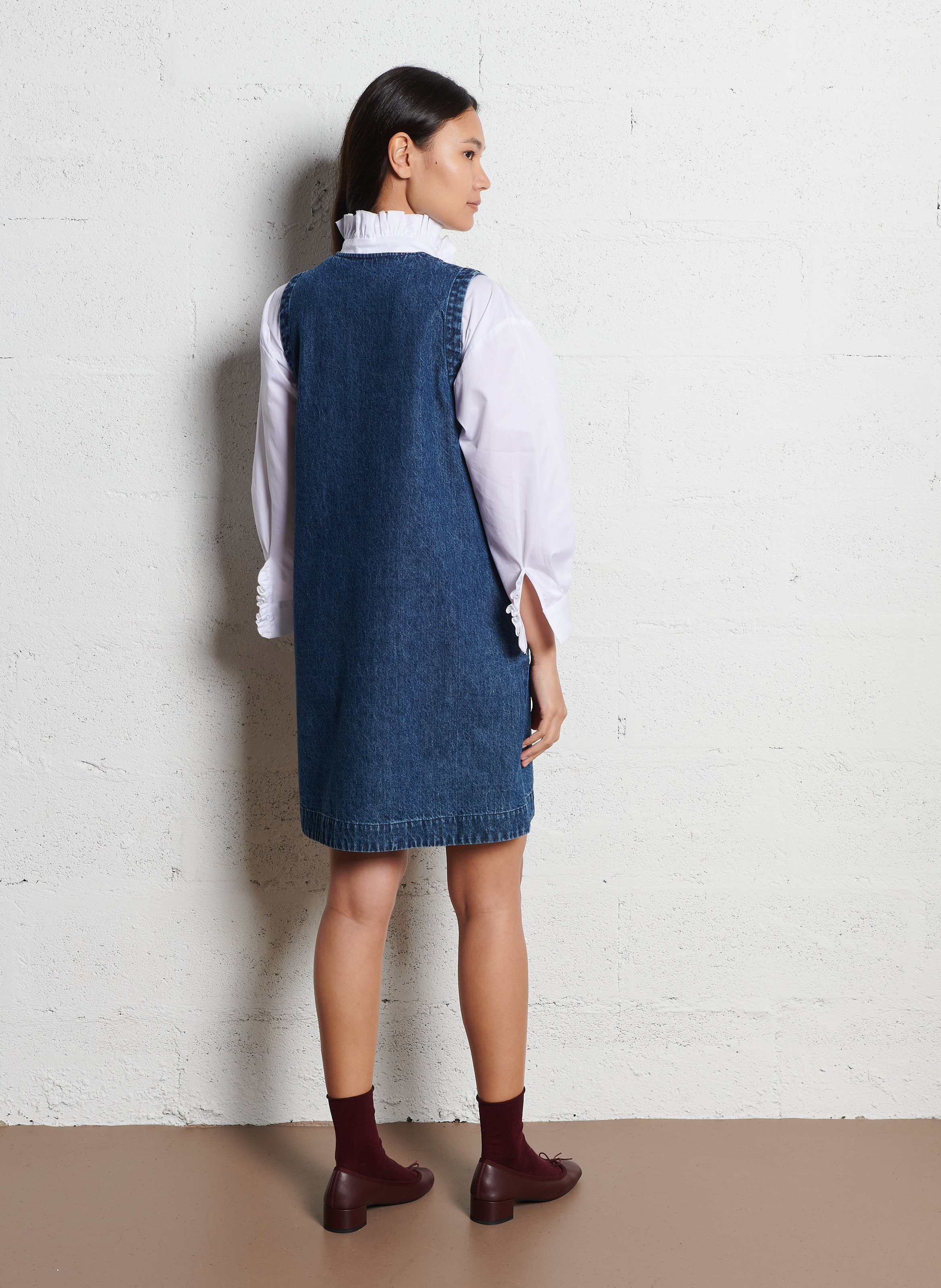 Robe courte en coton bio mélangé SUZIE WINKLE Bleu