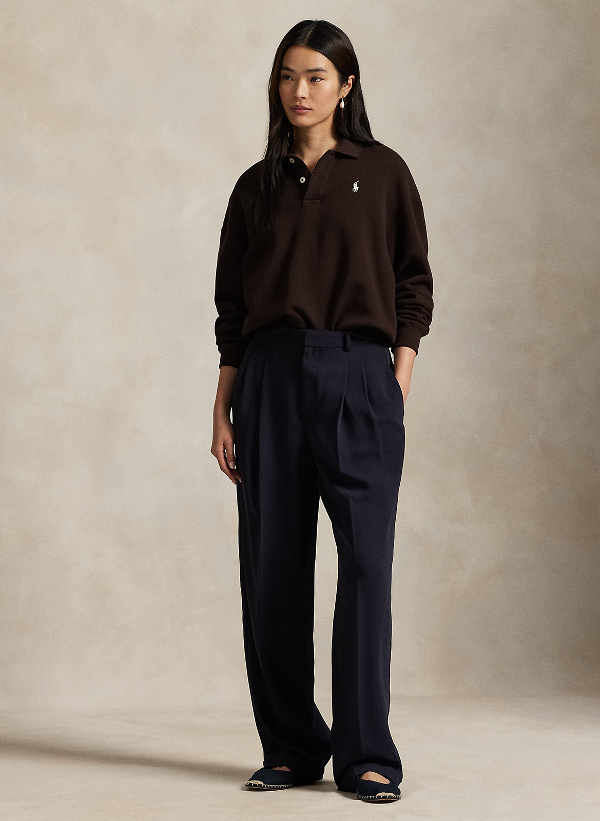 Pull oversize en coton mélangé POLO RALPH LAUREN Marron