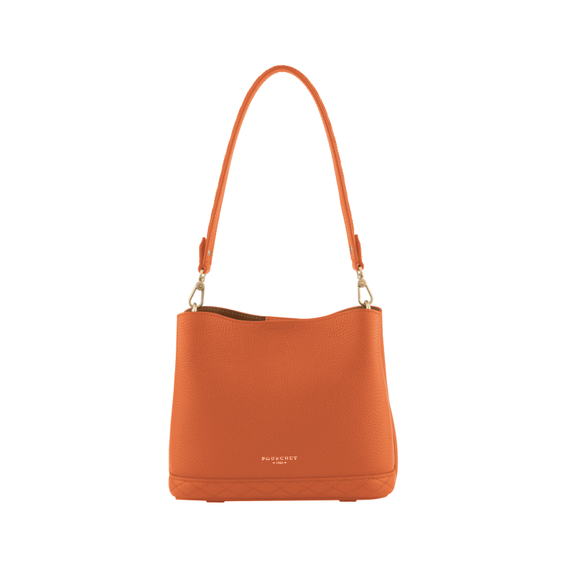 Satchel - cowhide leather POURCHET Orange