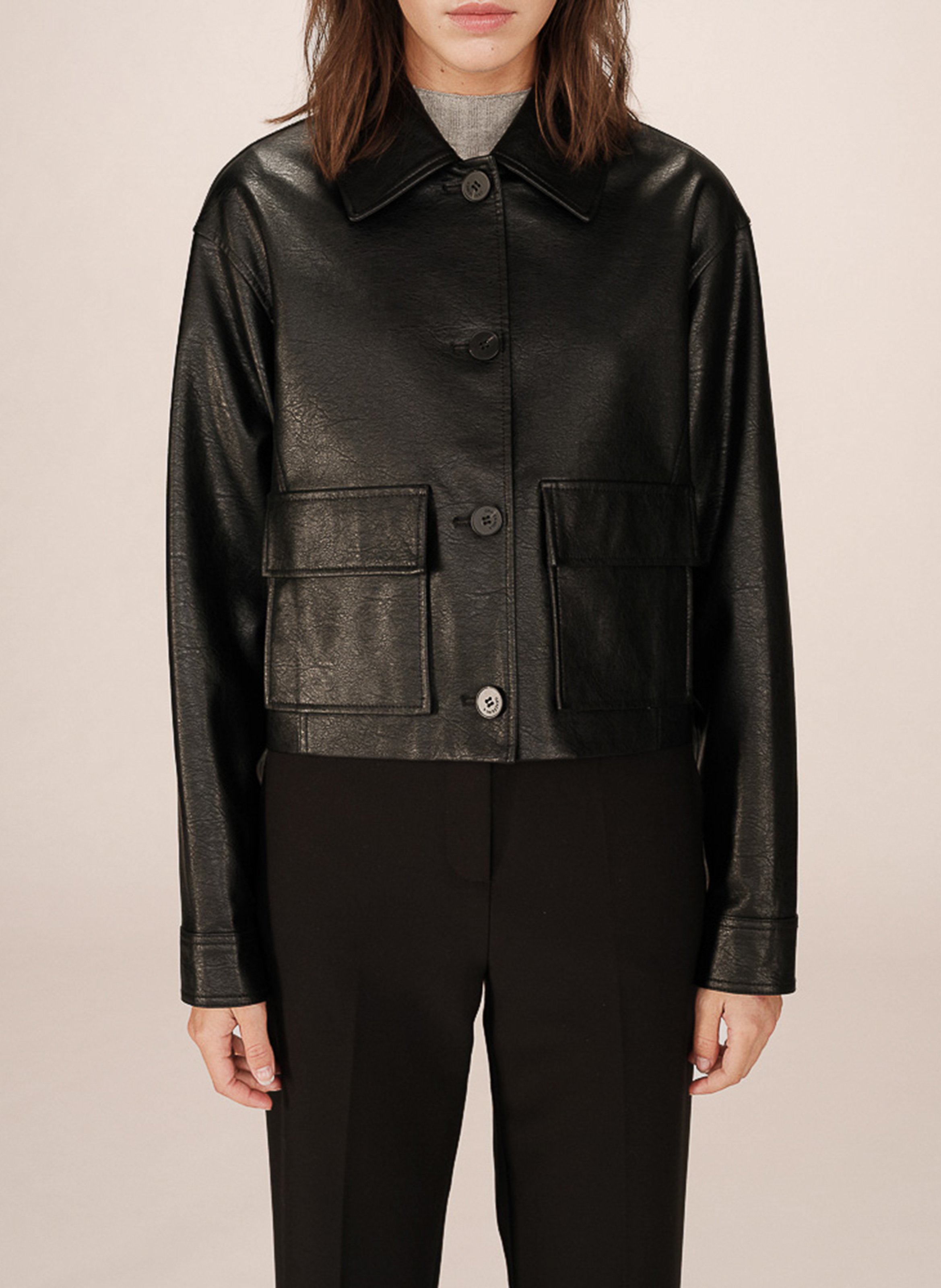 Straight-cut jacket with classic collar GRACE ET MILA Black