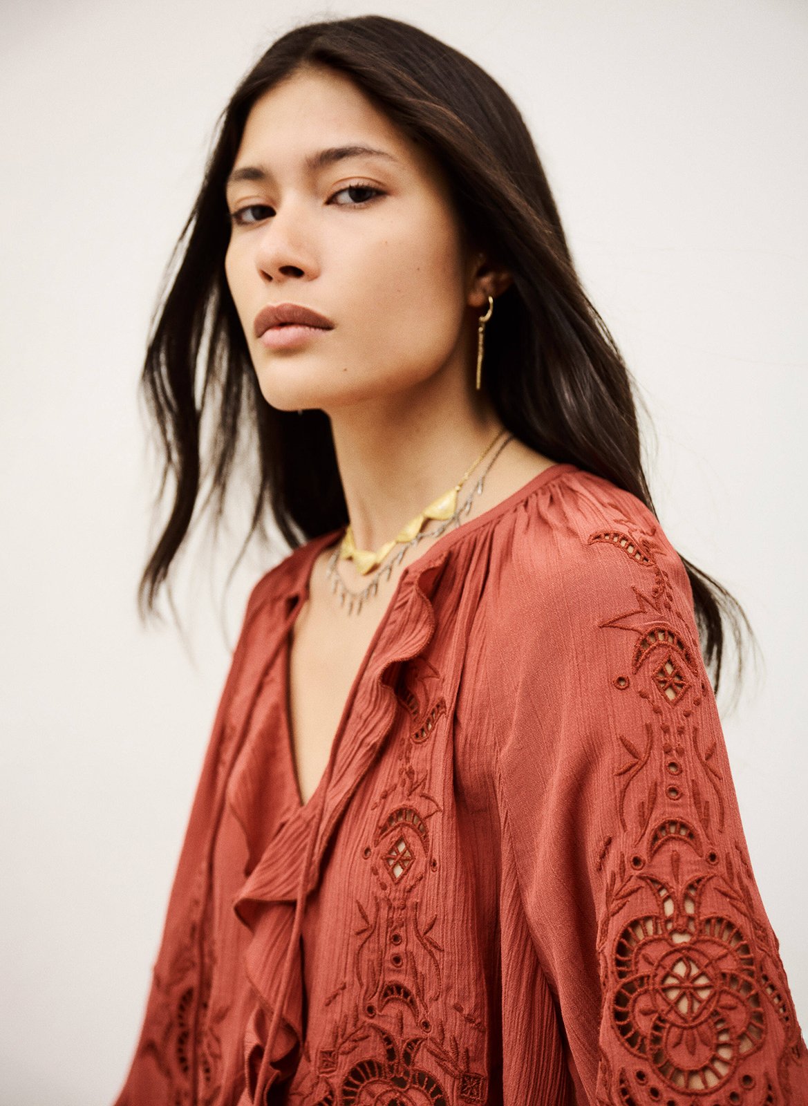 Oversized geborduurde blouse BA&SH Roze