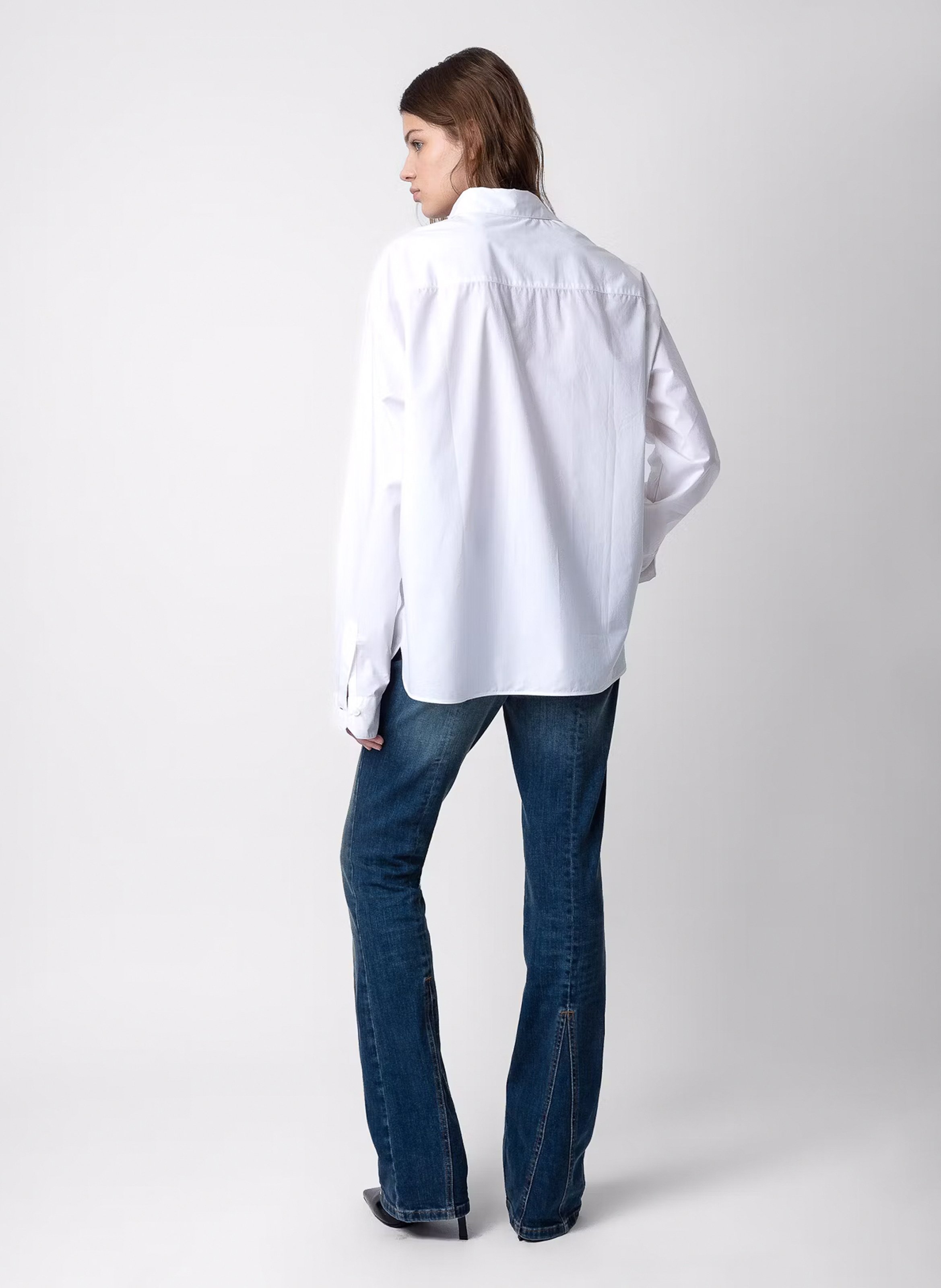 Chemise longue col montant en coton ZADIG&VOLTAIRE Blanc