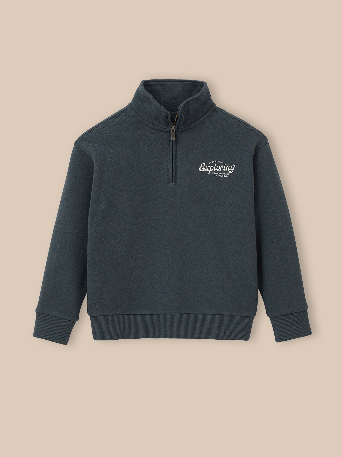 High-neck organic cotton sweatshirt CYRILLUS Green