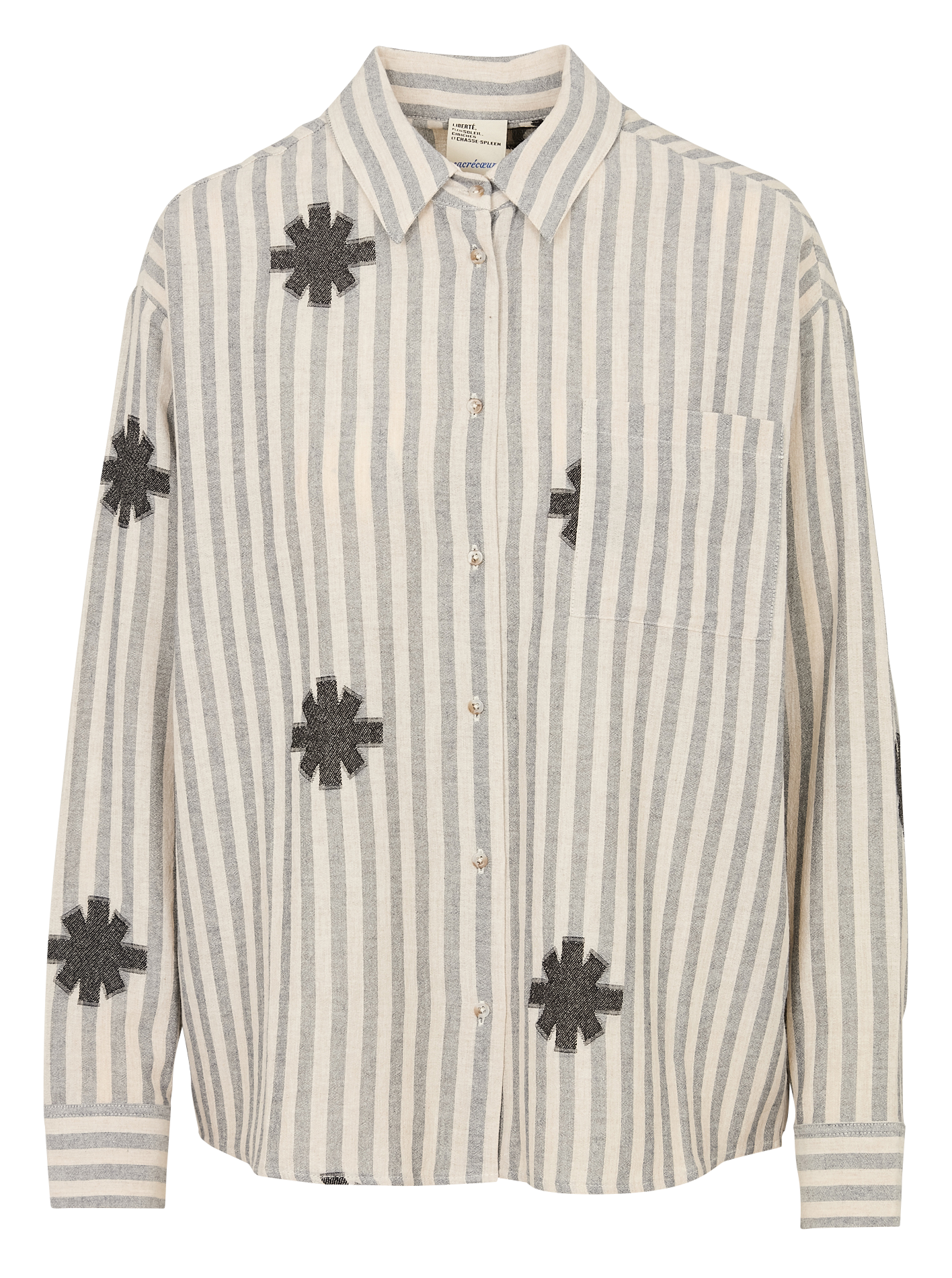 Chemise oversize en coton mélangé rayé SACRECOEUR Noir