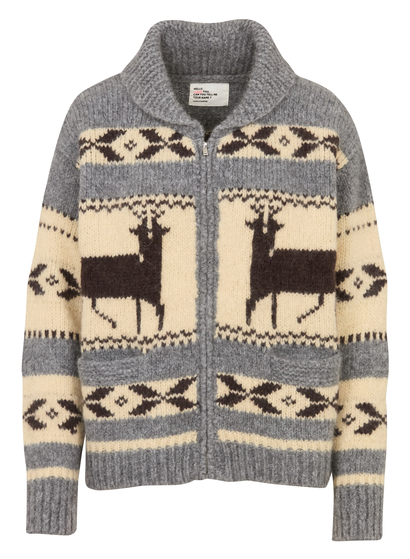 Ritsvest met print in gemengde wol LEON & HARPER Beige