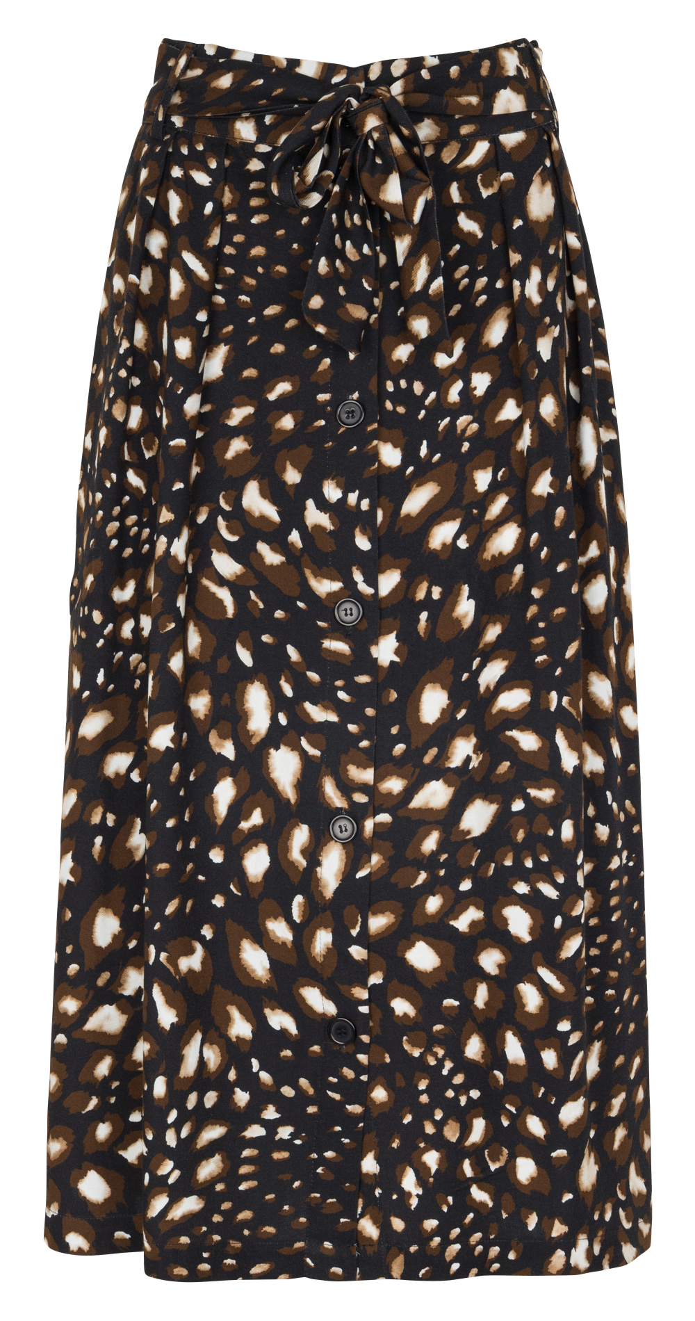 Fluid belted midi skirt with patterns LA FEE MARABOUTEE Black