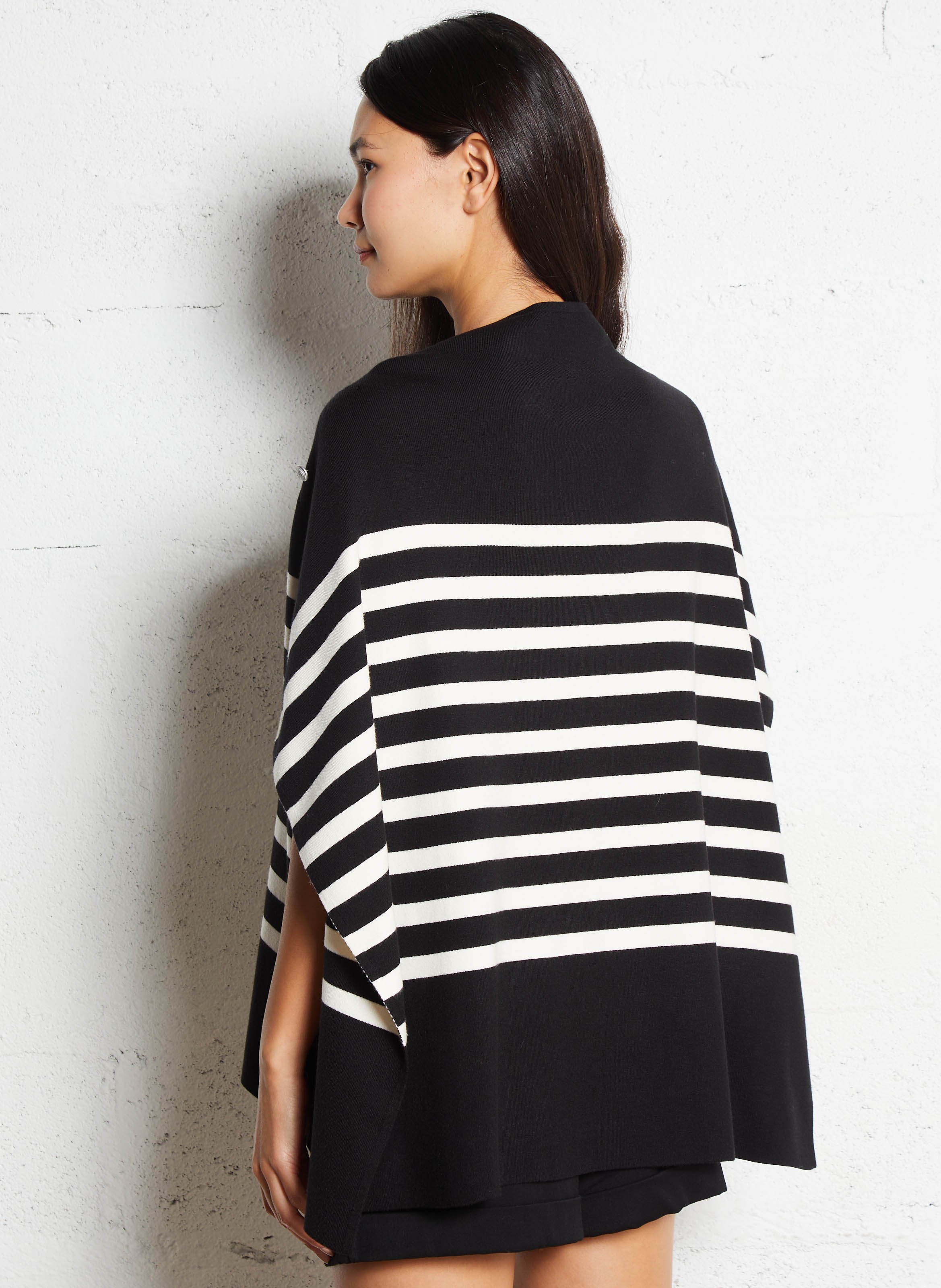 Striped cape with decorative buttons IKKS Black
