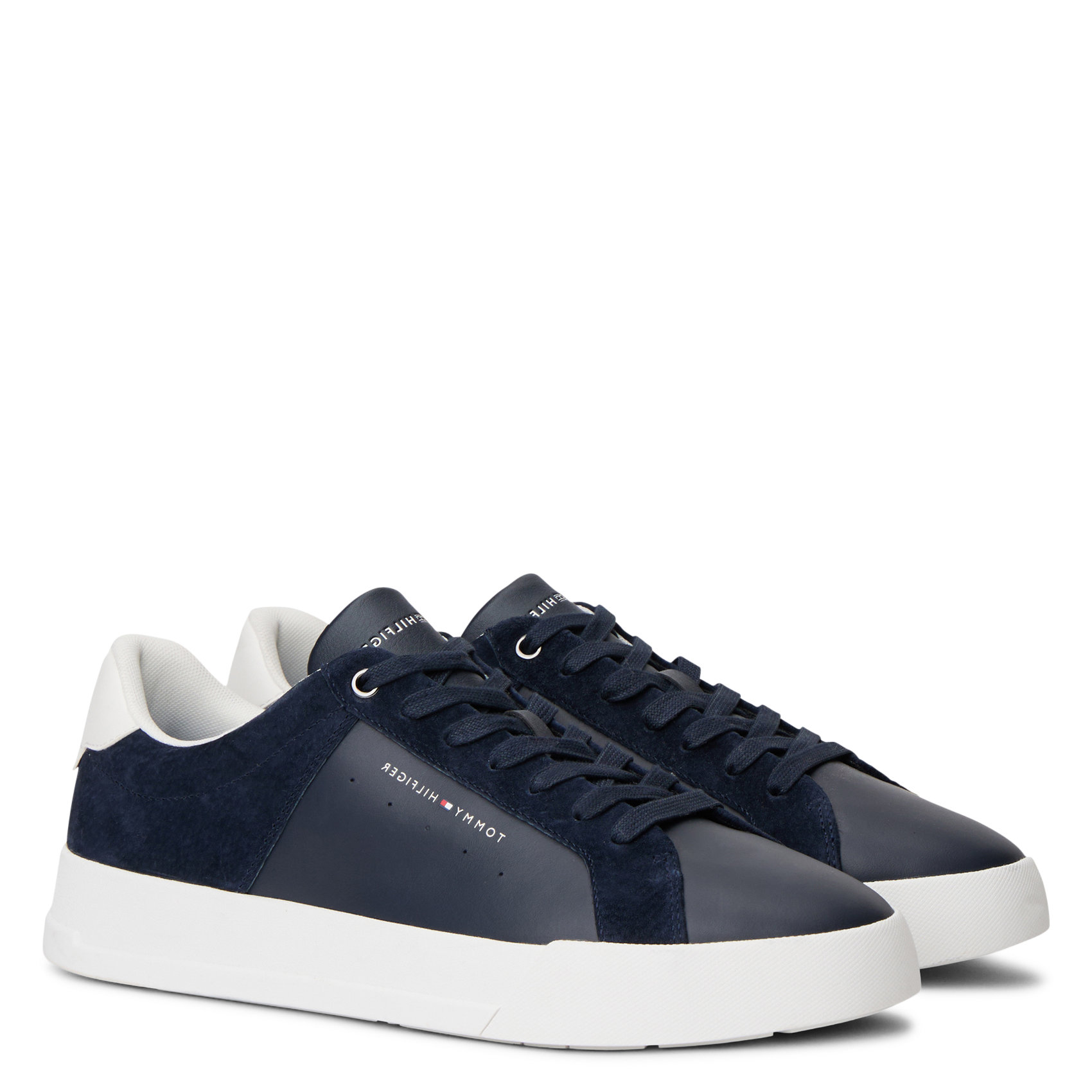 Brushed leather low-top sneakers TOMMY HILFIGER Blue