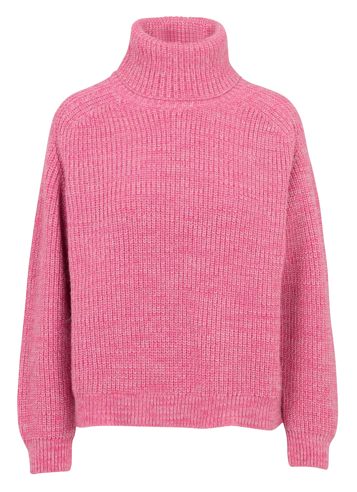 Pull oversize col roulé en maille tricotée ONE STEP Rose