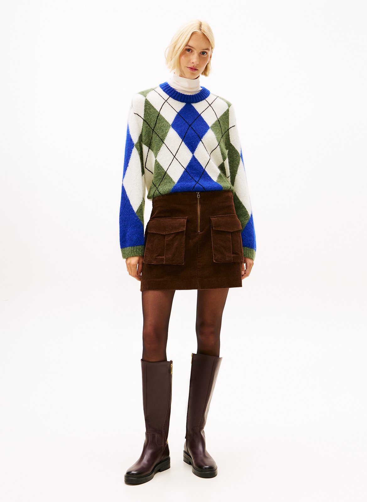 Pull droit imprimé en laine mélangée TOMMY HILFIGER Multicolore