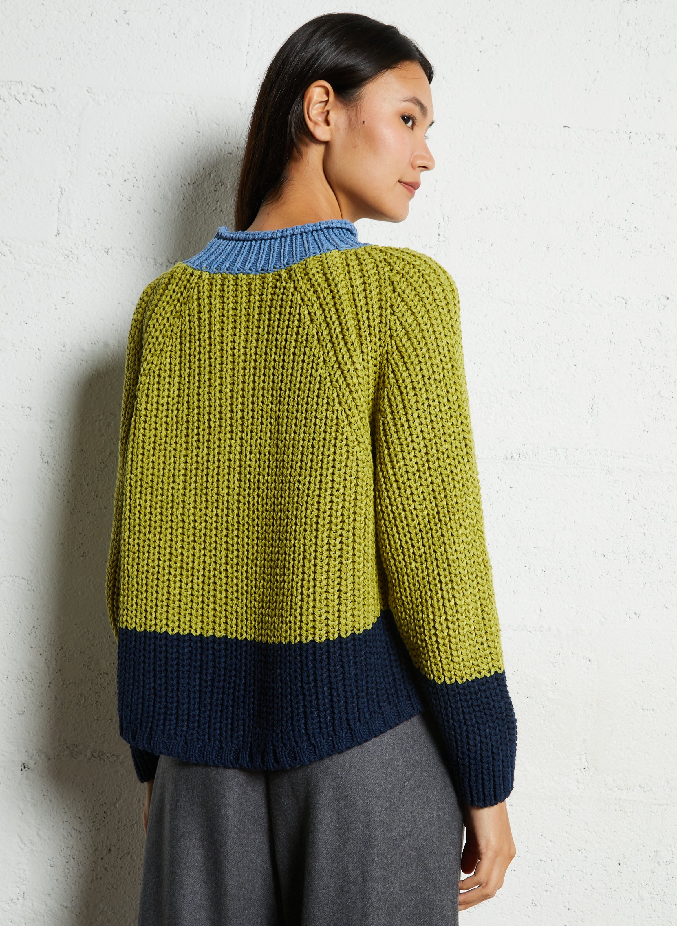 Pull oversize col montant en coton mélangé DR BLOOM Vert