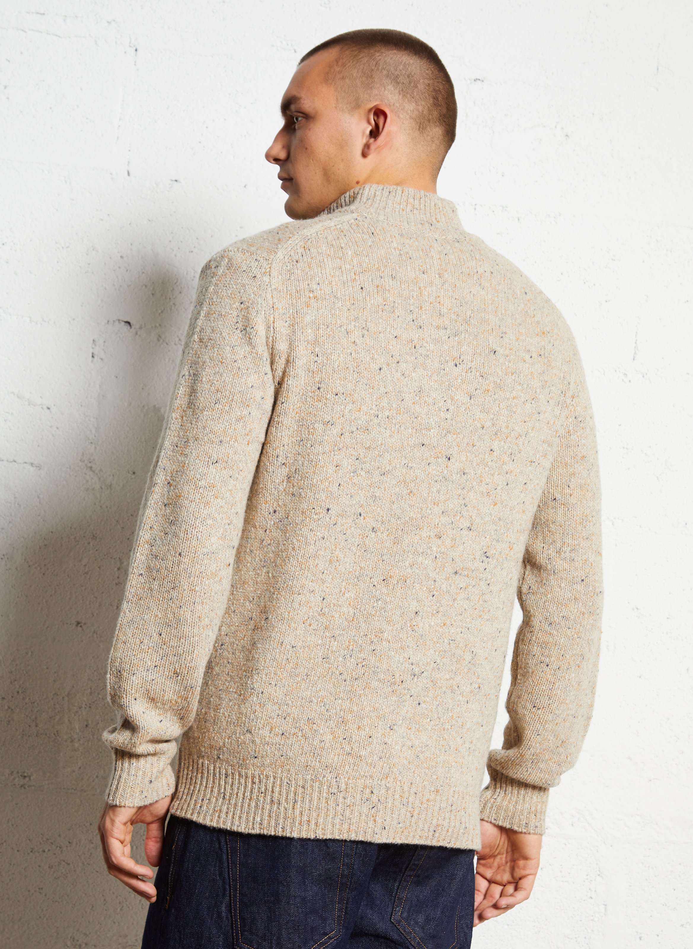 Pull droit col montant en laine mélangée HARTFORD Beige